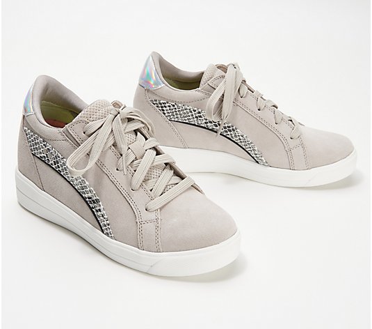 Ryka Leather Lace-Up Sneakers with Animal Accent - Viv