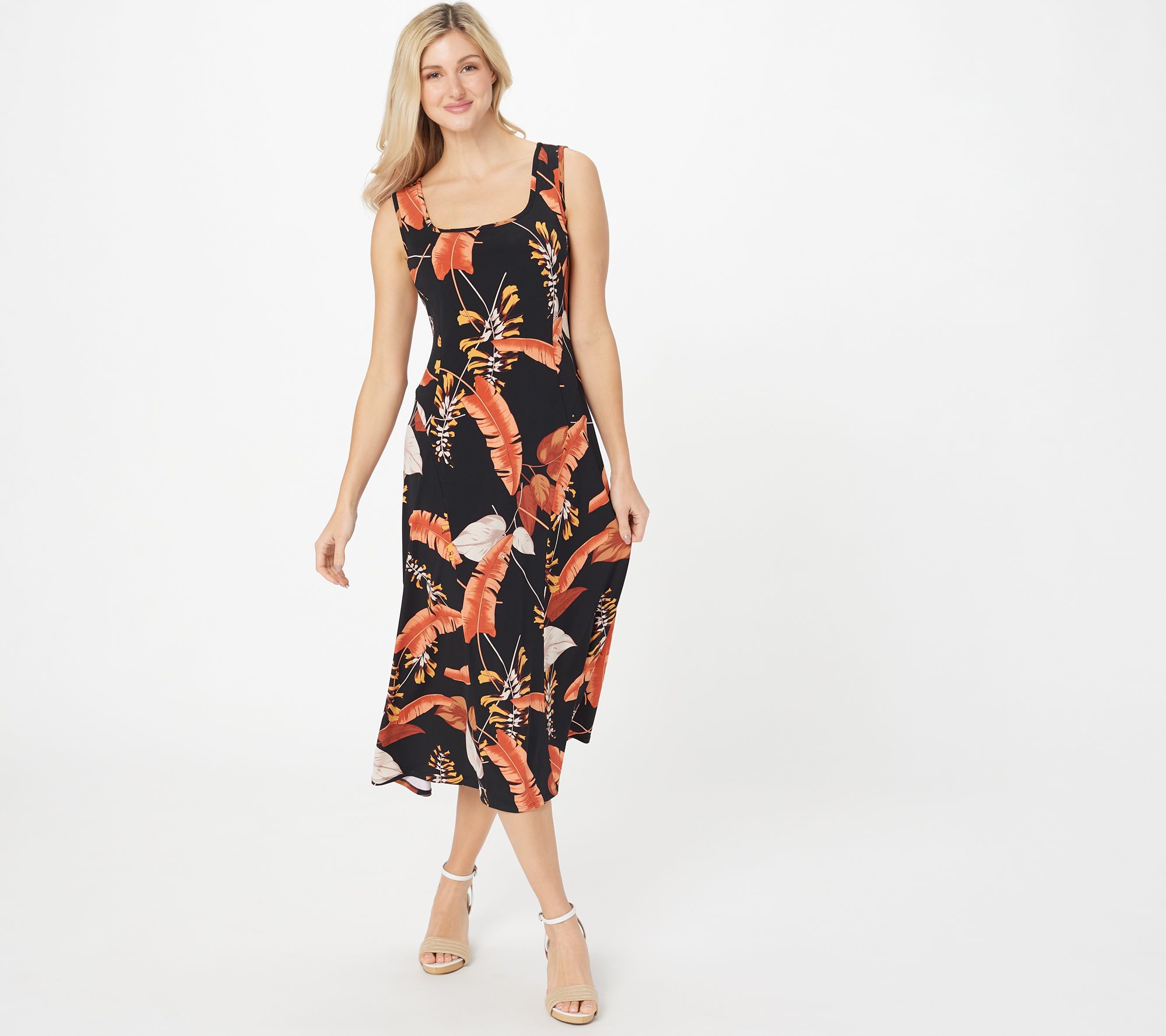 Susan Graver Petite Liquid Knit Sleeveless Midi Dress