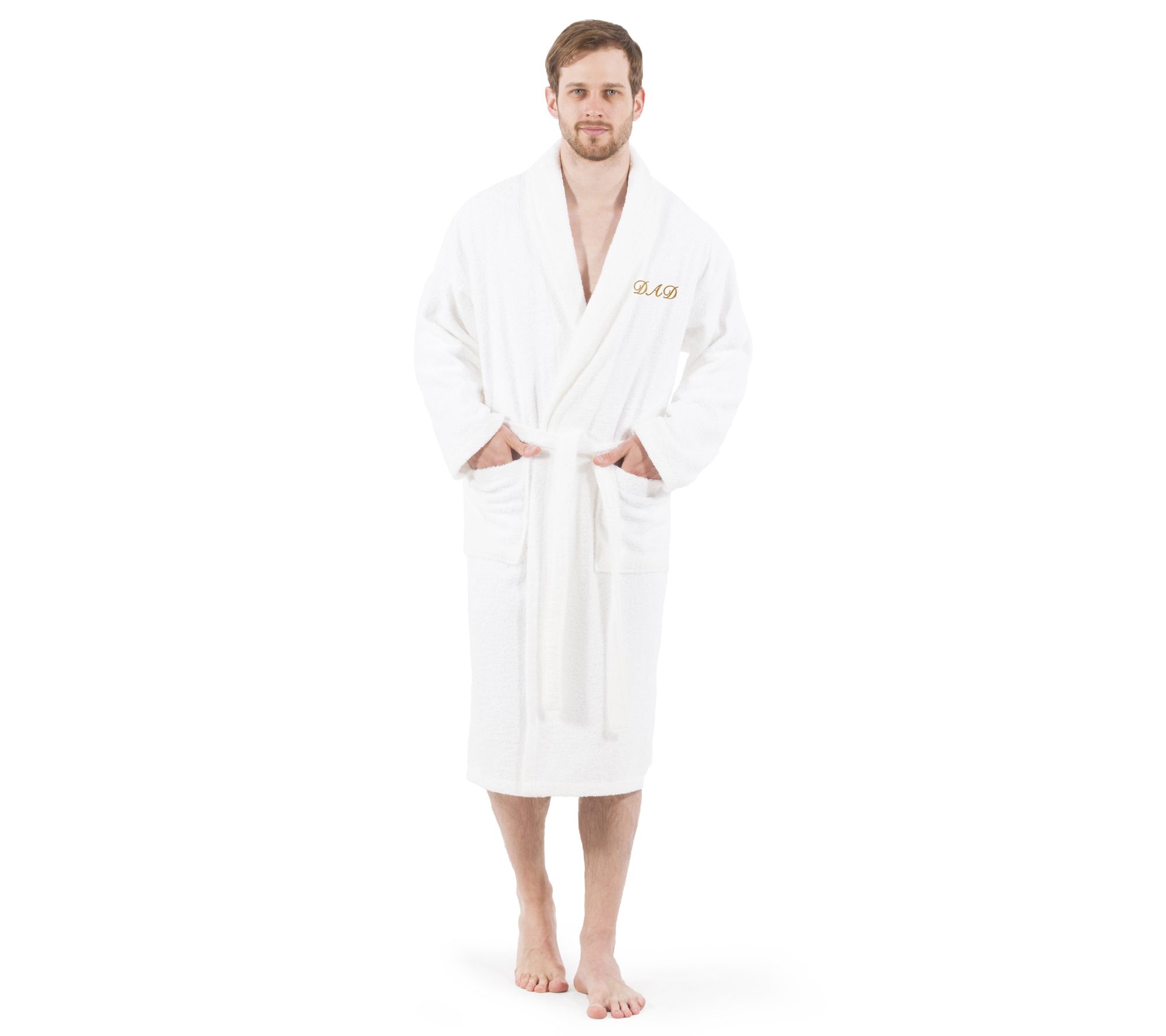 Linum Home Textiles "Dad" Embroidered Terry Bathrobe