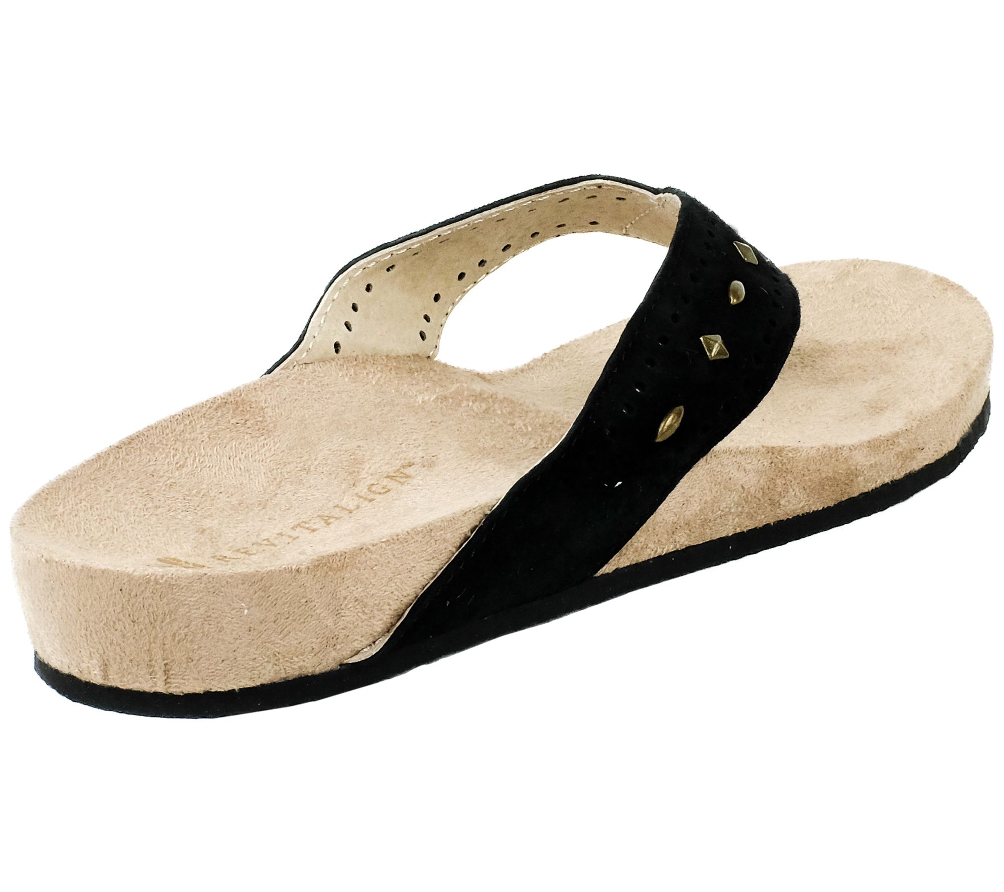 Revitalign Suede Orthotic Flip Flop Sandals Kna Stud