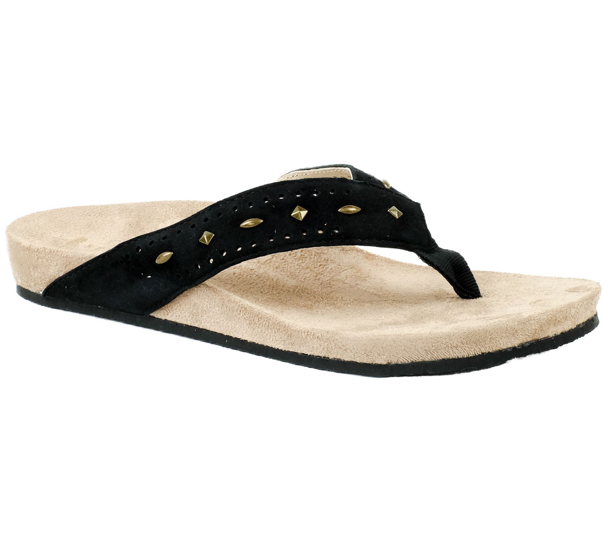 Revitalign Sued e Orthotic Flip Flop Sandals - Kena Stud