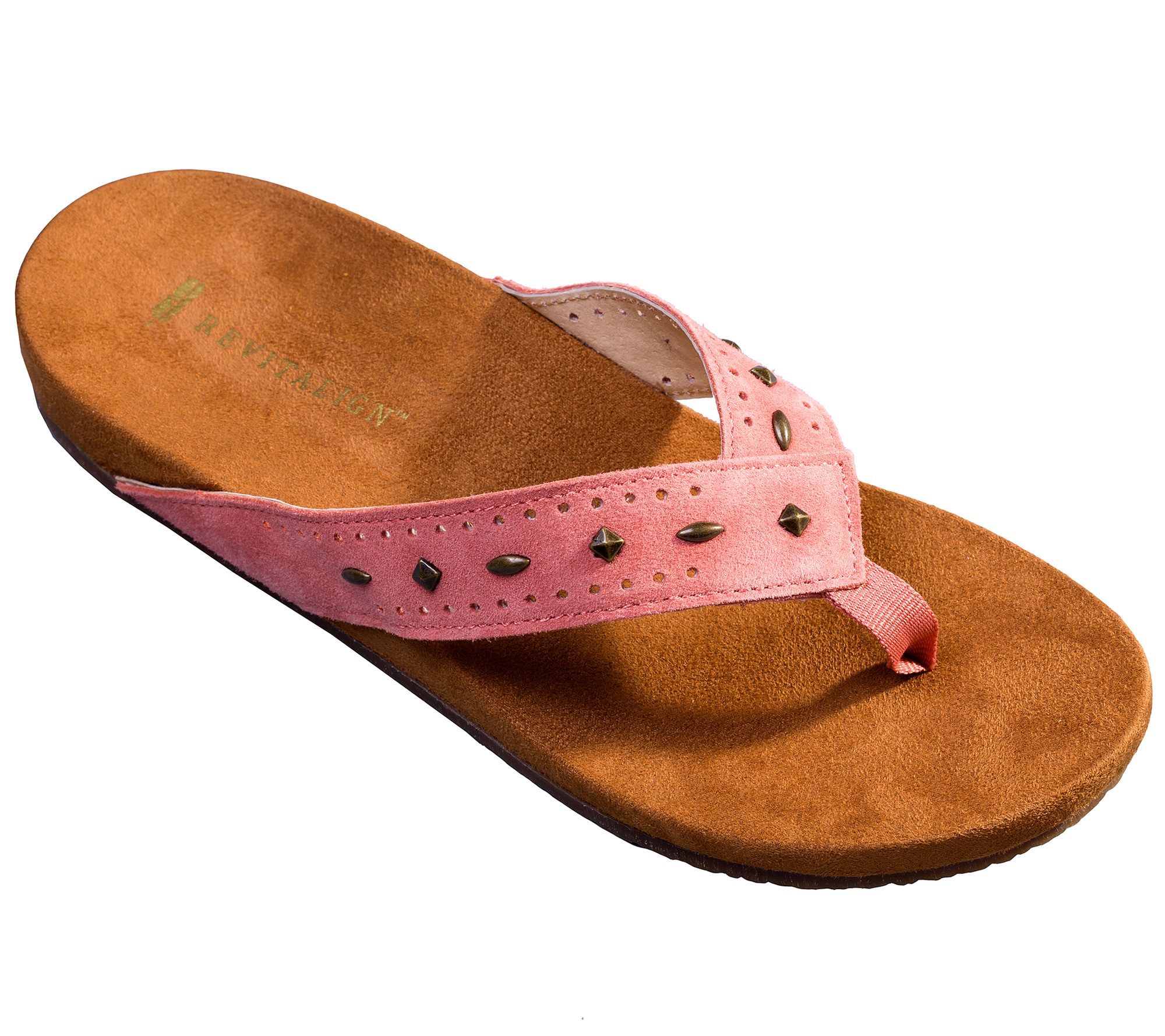 Revitalign Suede Orthotic Flip Flop Sandals - Kena Stud