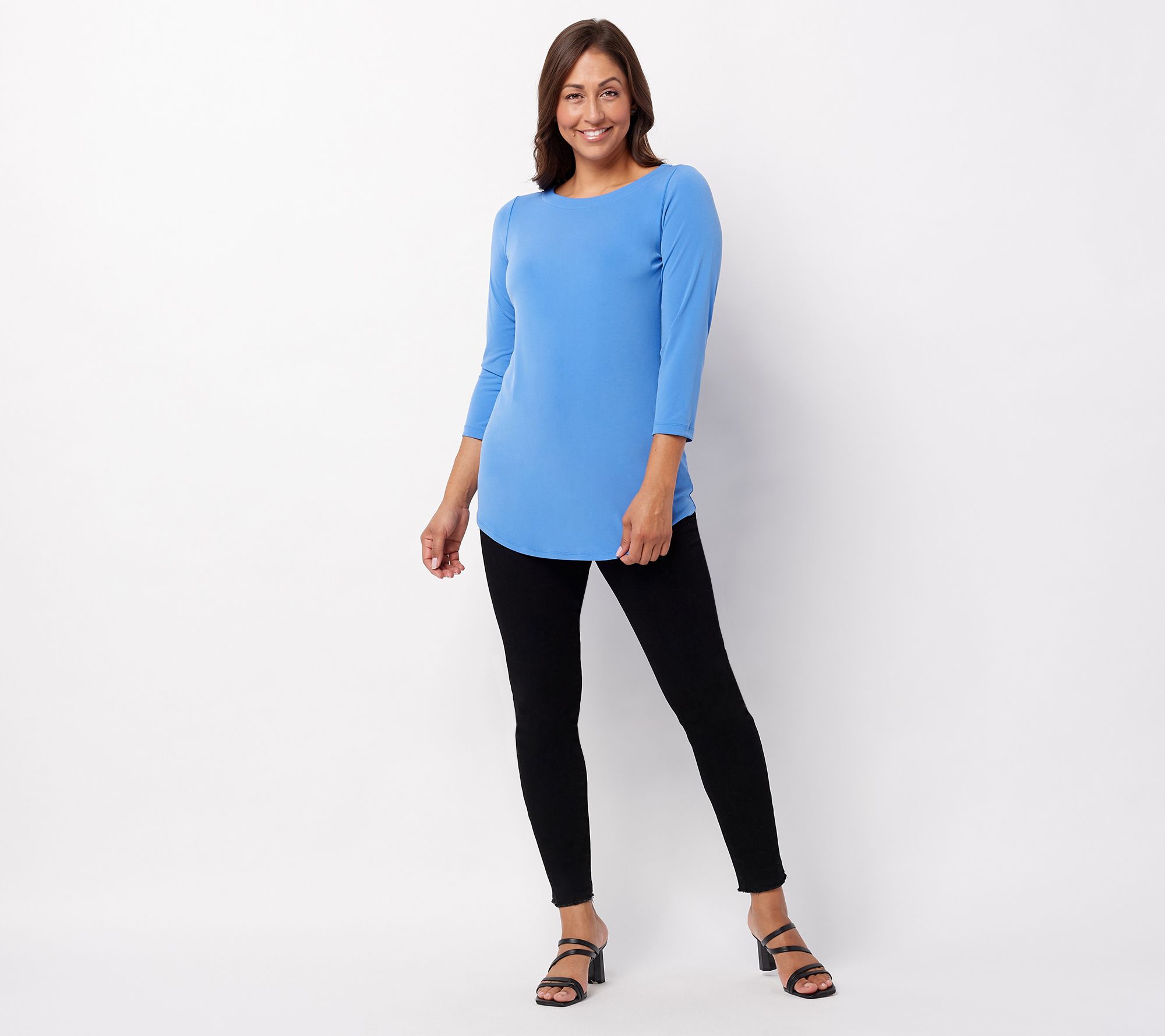 Susan Graver Modern Essentials Liquid Knit 3 4 Sleeve Tunic