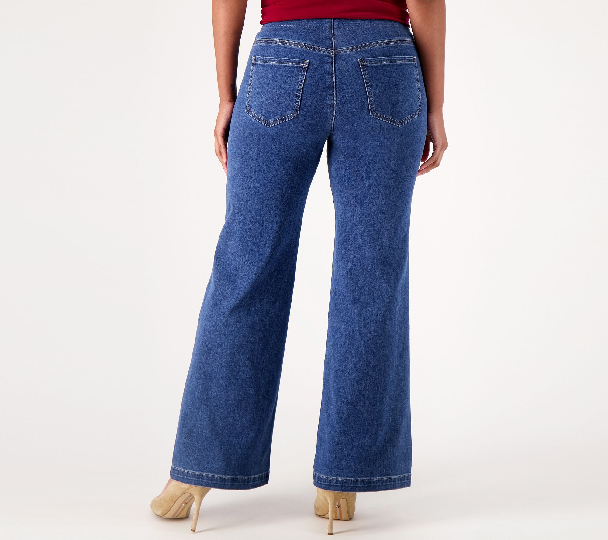 NYDJ Sculpt Her Denim Pull-On Teresa Wide-Leg Jeans- Waterfall - QVC.com