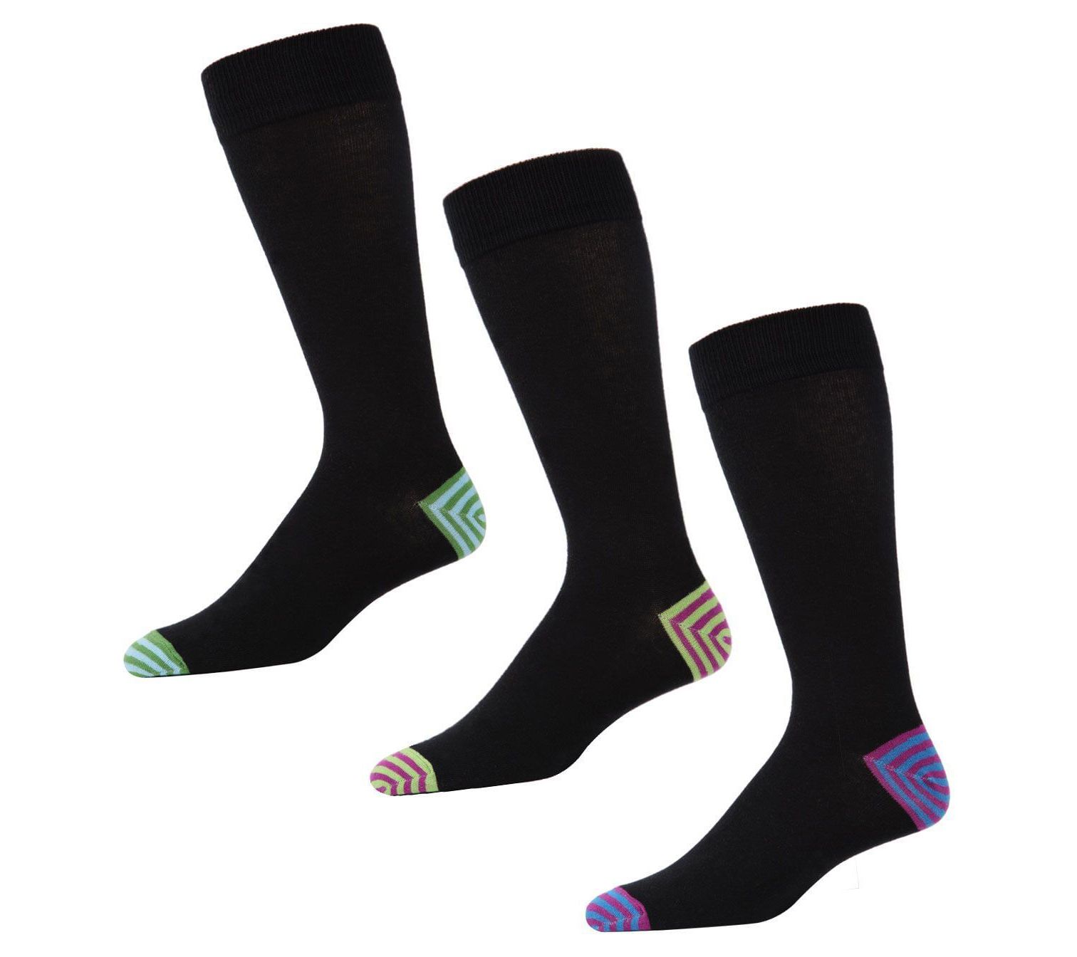 Memoi Men's Alternating V Crew Sock - 3 Pack