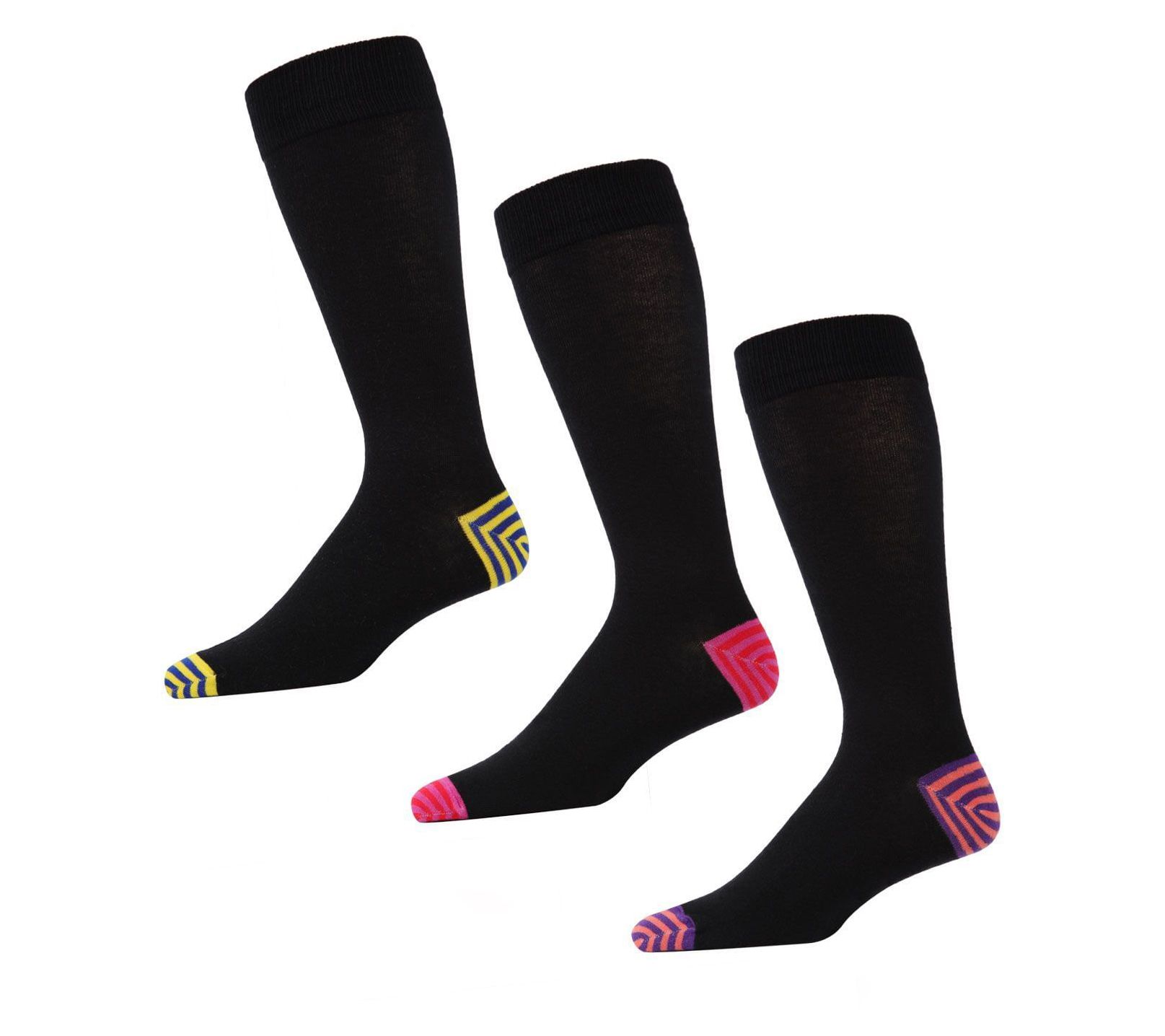 Memoi Men's Alternating V Crew Sock - 3 Pack