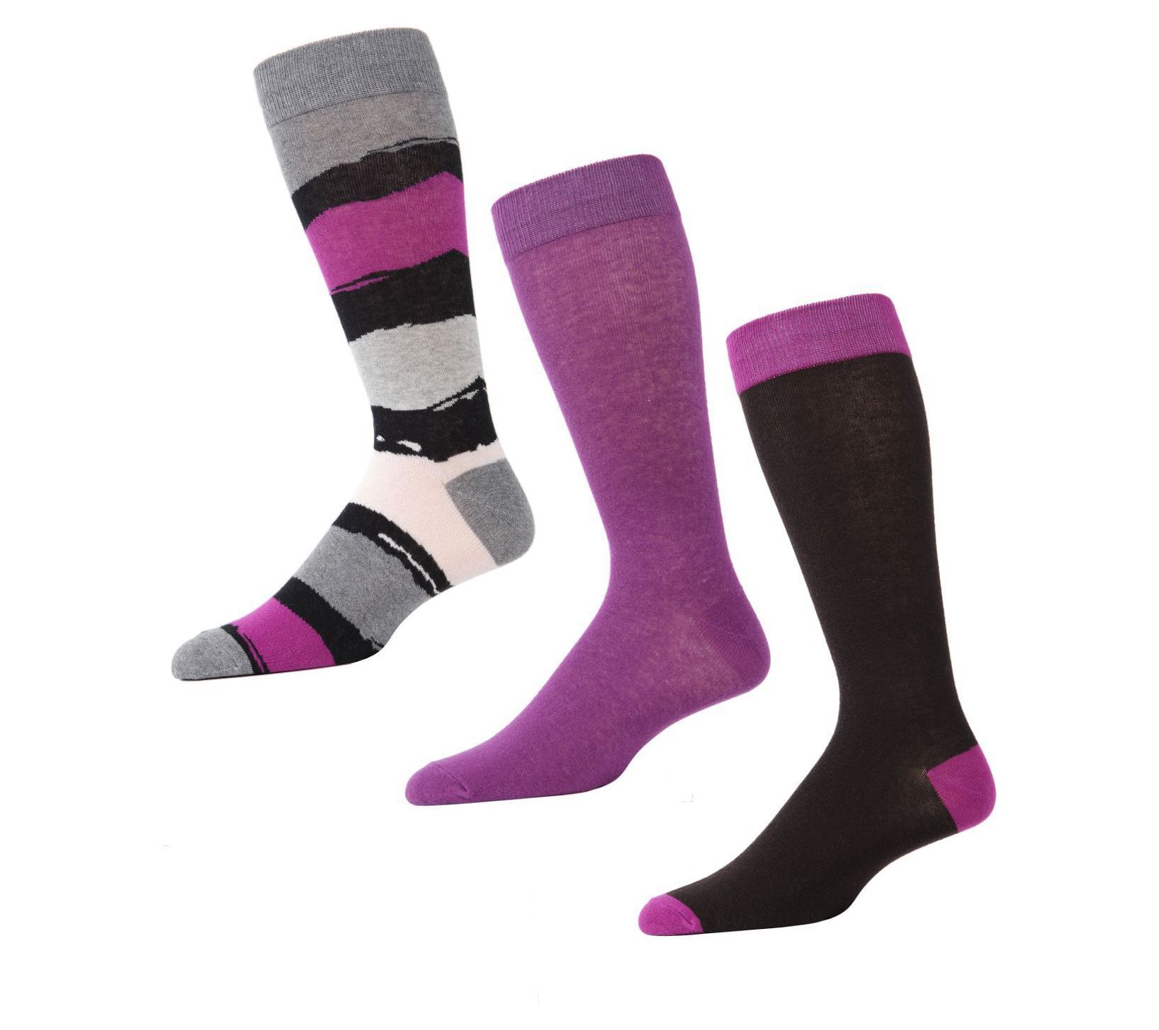 Memoi Men's Paint Block 3 Pack Crew Sock