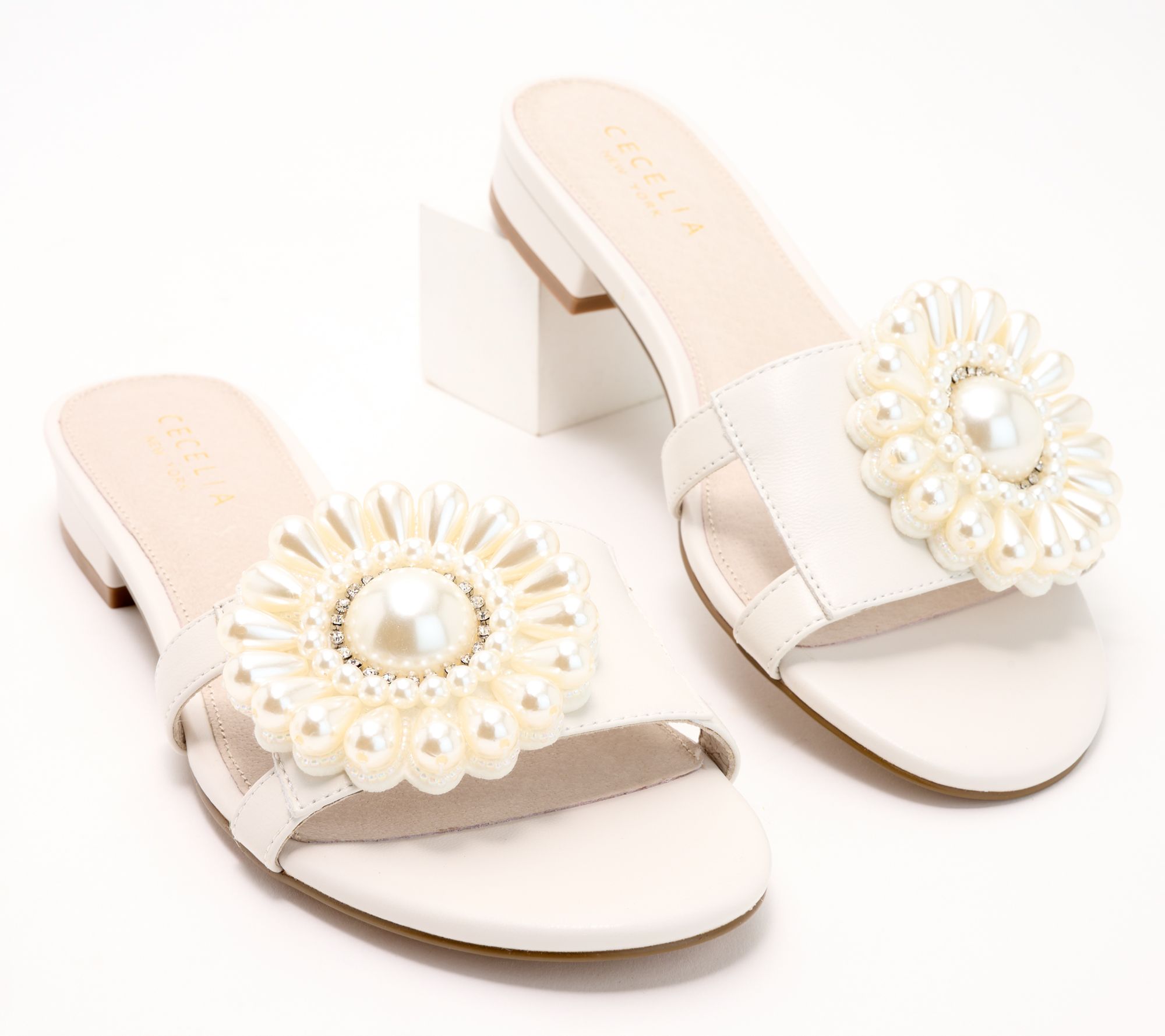 "As Is" Cecelia New York Embellished Leather Slide Sandals - Lidia