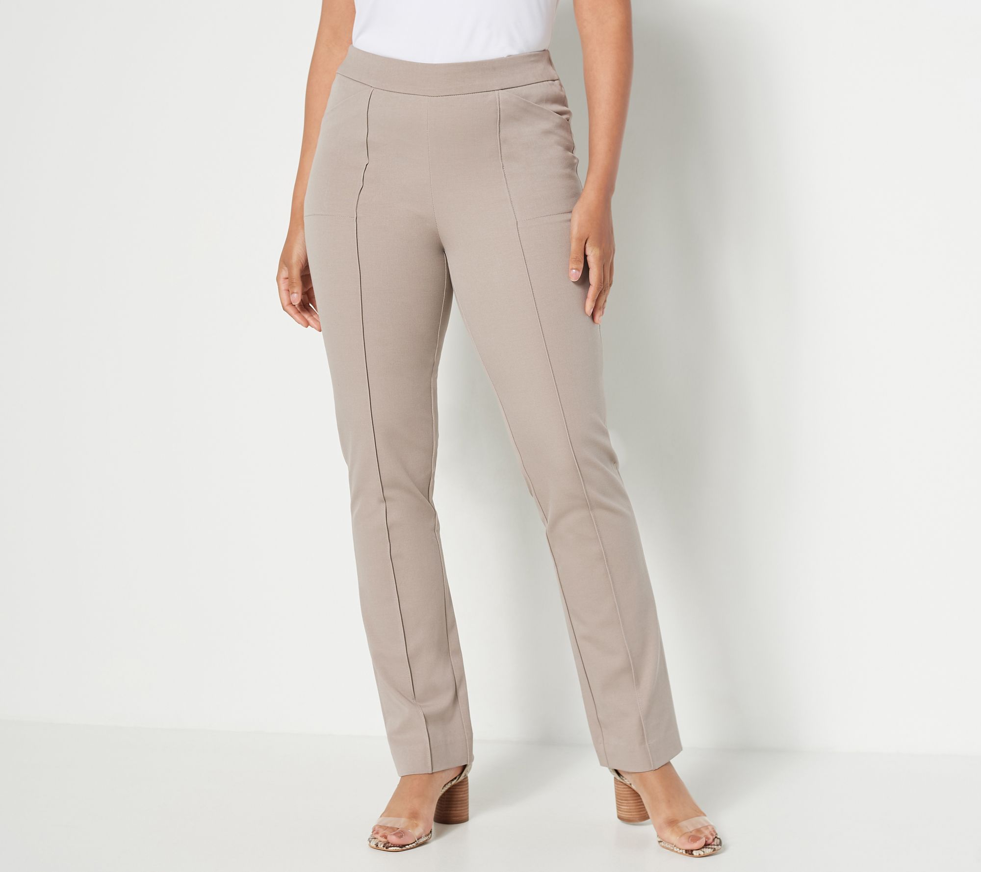 "As Is" Isaac Mizrahi Live Regular 24/7 Stretch Straight Pants