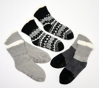 MUK LUKS Set of 3 Jojoba Faux Fur Socks