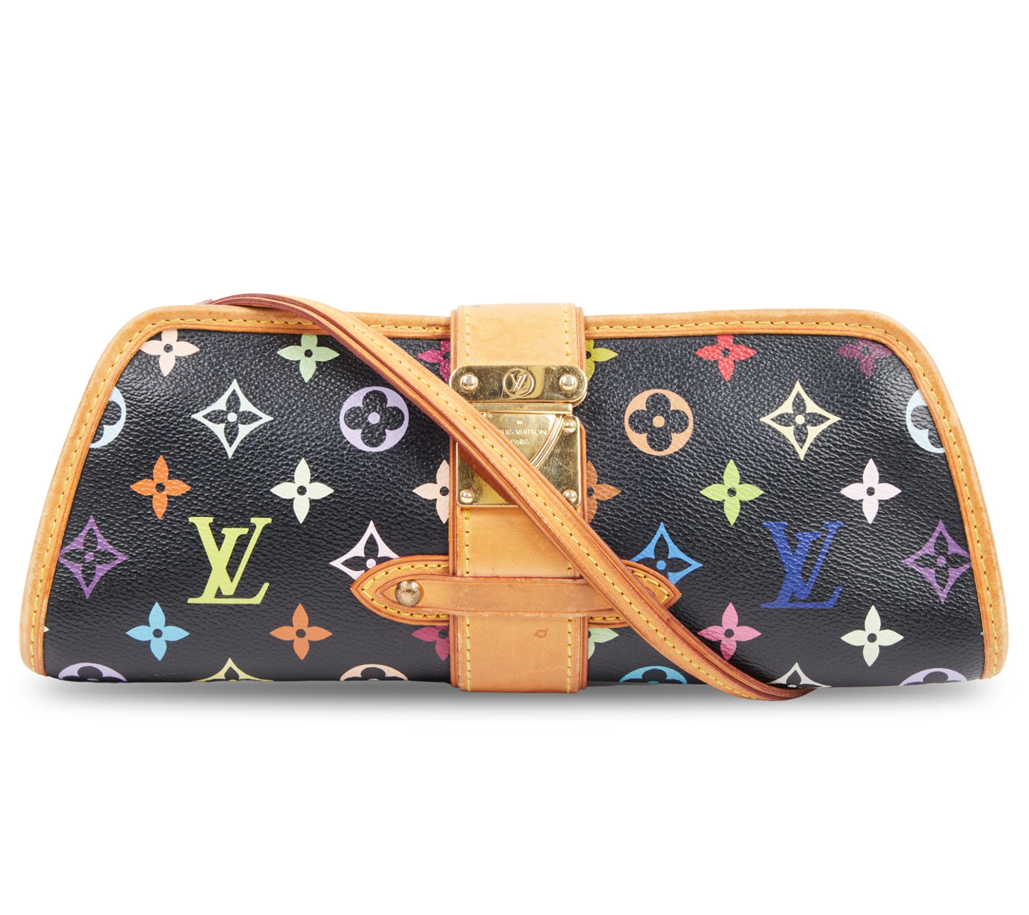 Pre-owned Louis Vuitton Shirley Leather Clutch Bag In Black