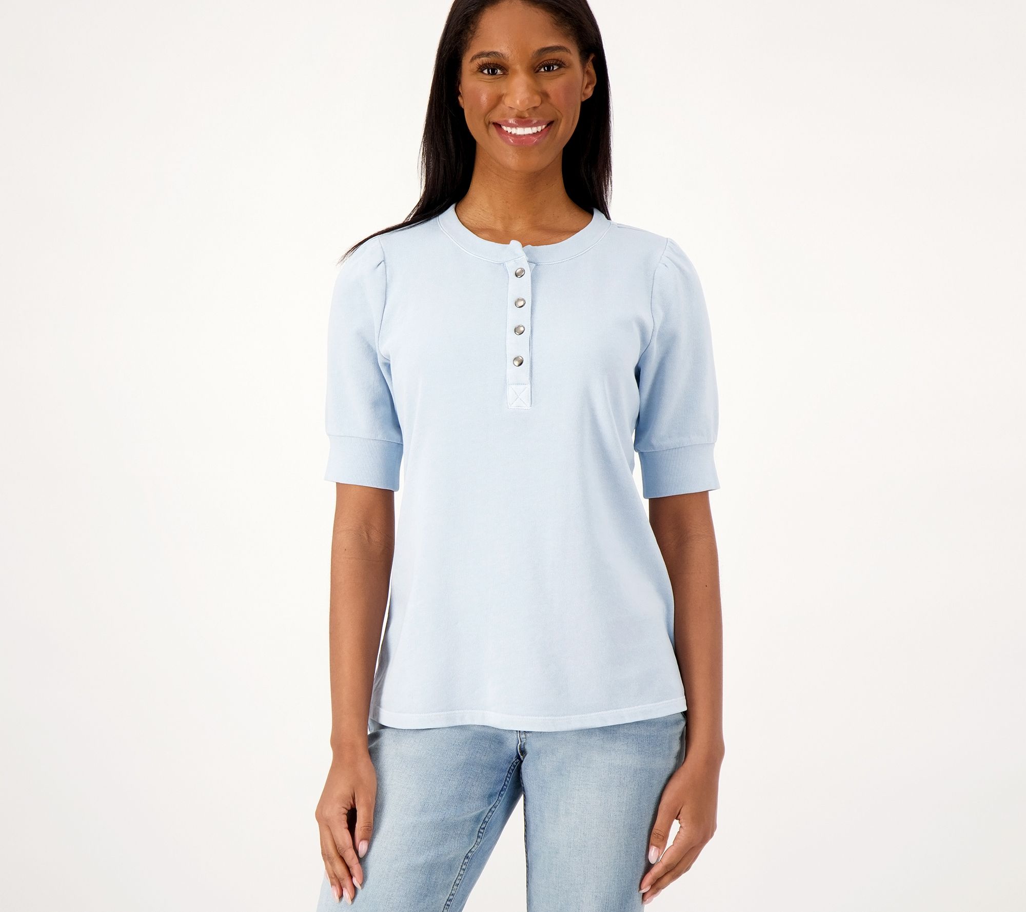 "As Is" Candace Cameron Bure Elbow Sleeve Henley Top