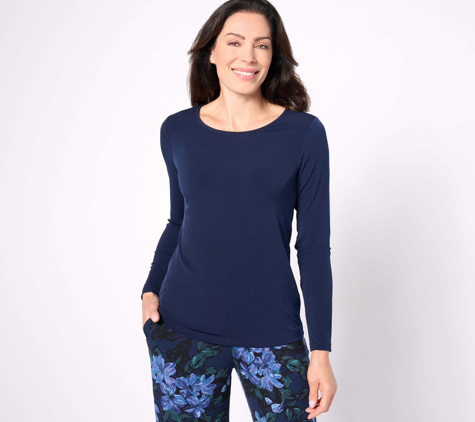 Susan Graver Weekend Thermal Shirt Womens Size Large Blue Long