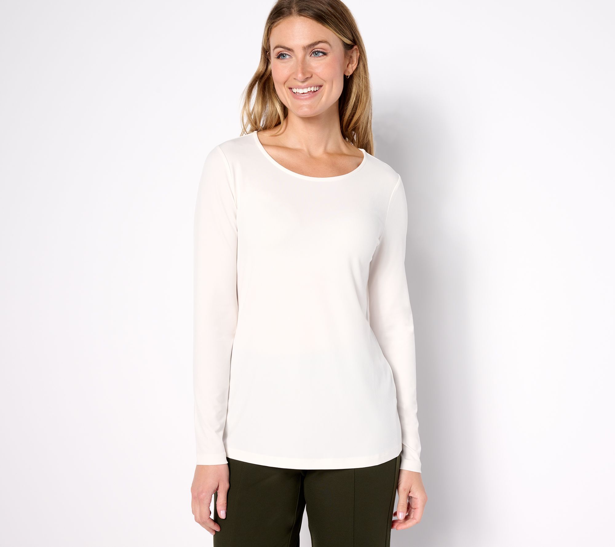 Susan Graver Sleek Essentials Liquid Knit Long Sleeve Top