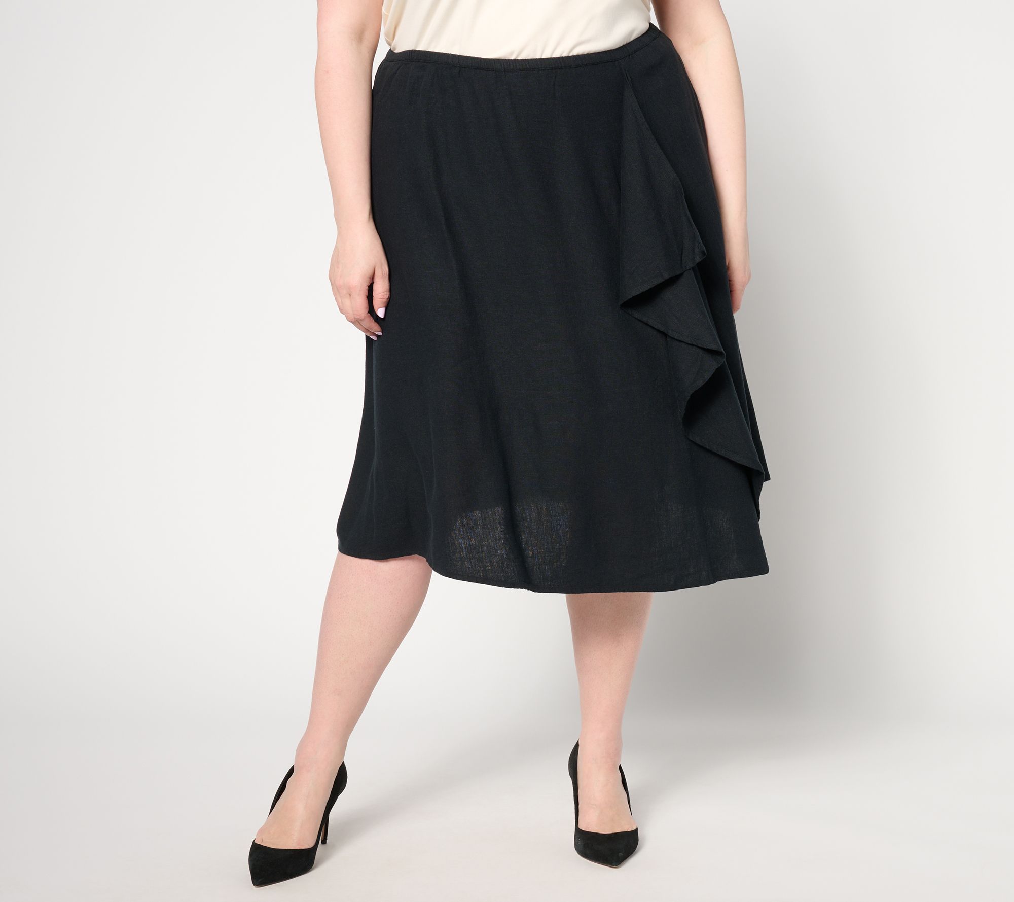 BEAUTIFUL by Lawrence Zarian Petite Pull-On Linen Blend Skirt