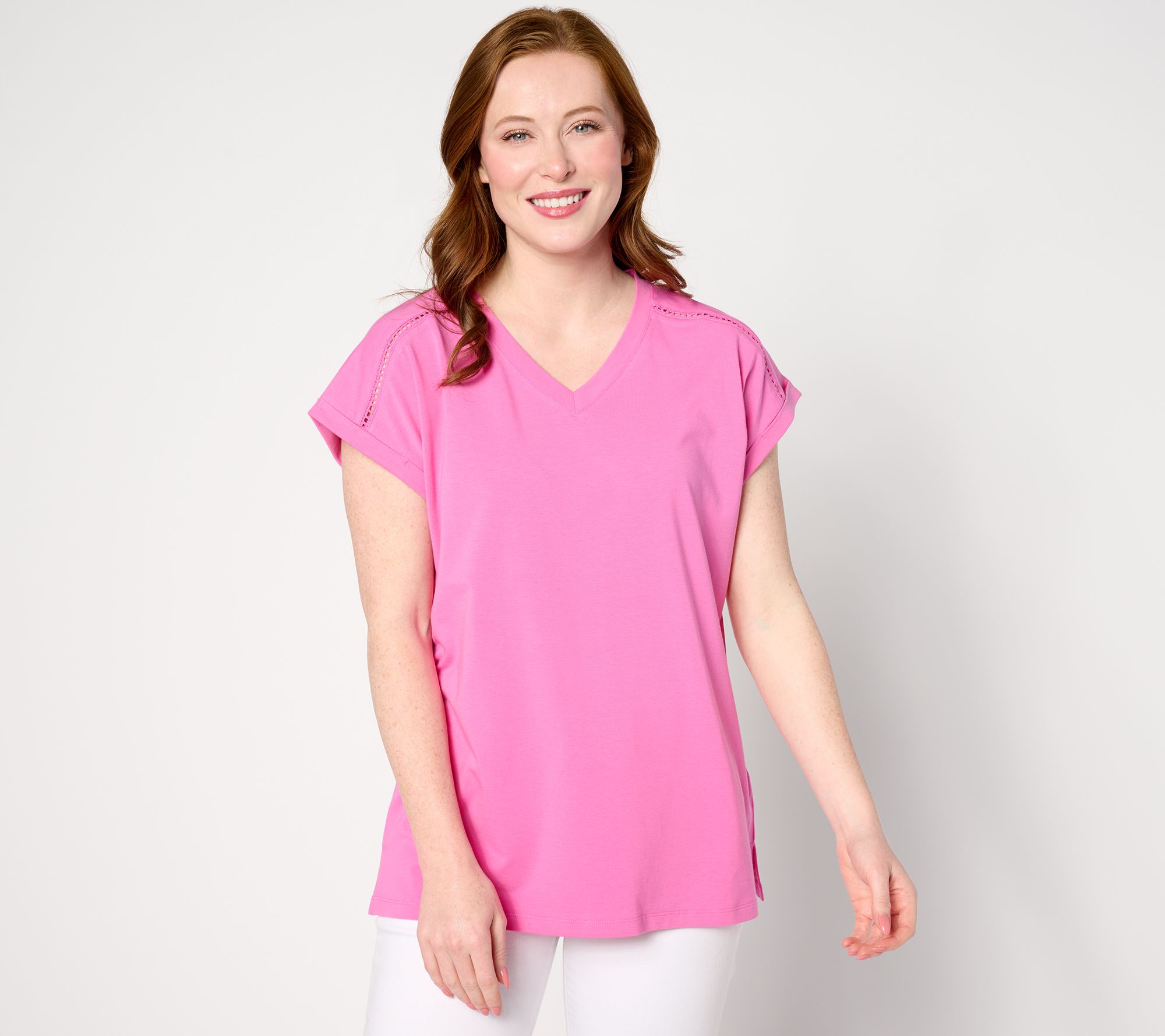 Belle by Kim Gravel Primabelle Knit Ladder Lace Trim Top