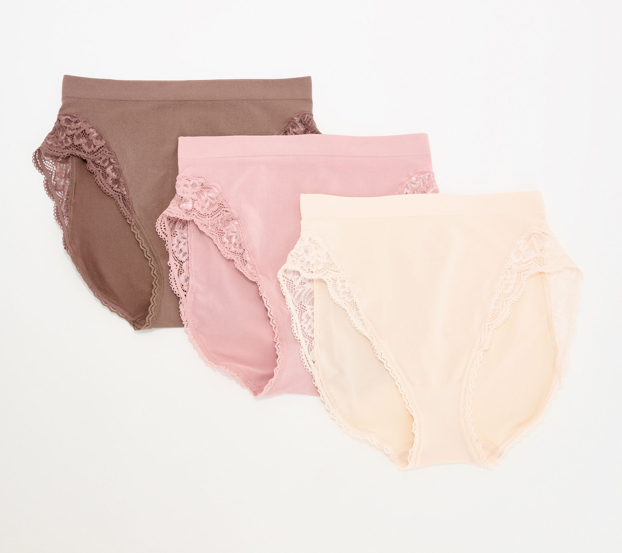 Breezies Natural Curves Lace Hi-Cut Panties Set of 3