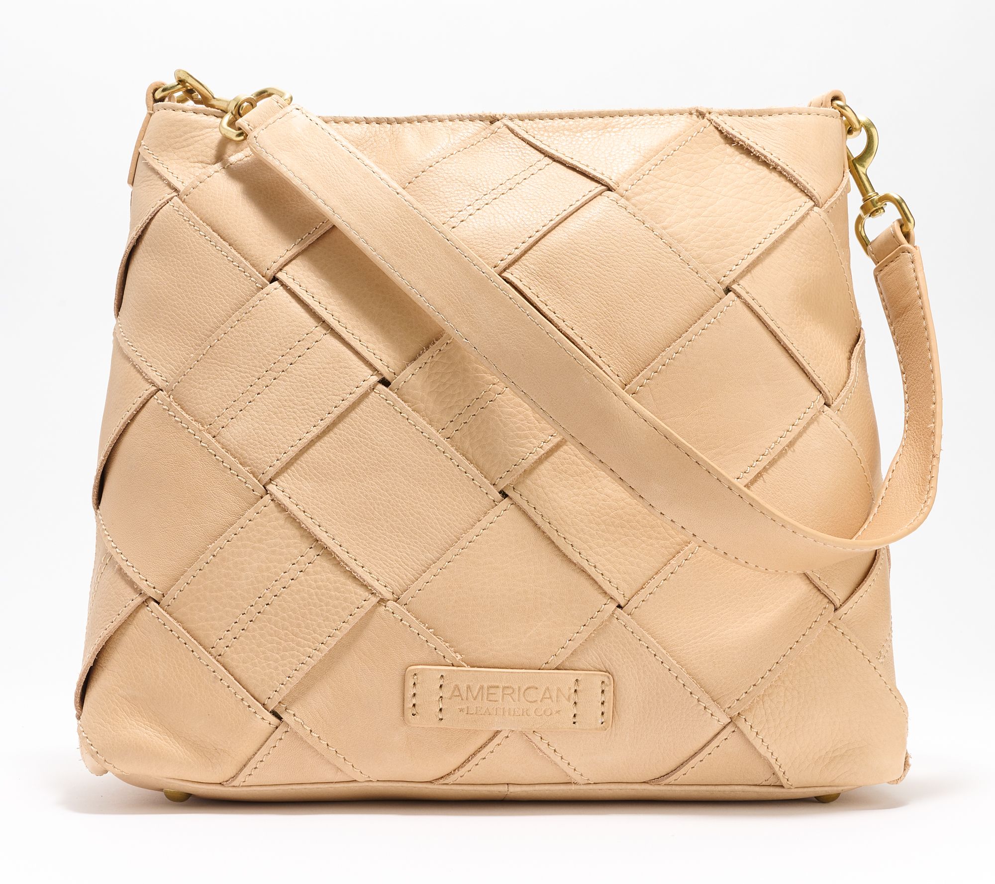 American Leather Co. Mercer Woven Leather Top Zip Hobo