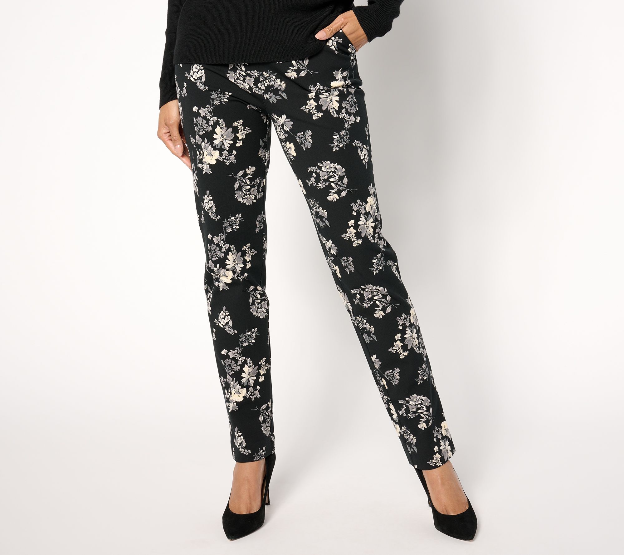 Isaac Mizrahi Live! Petite 24/7 Stretch Straight Leg Printed Pants