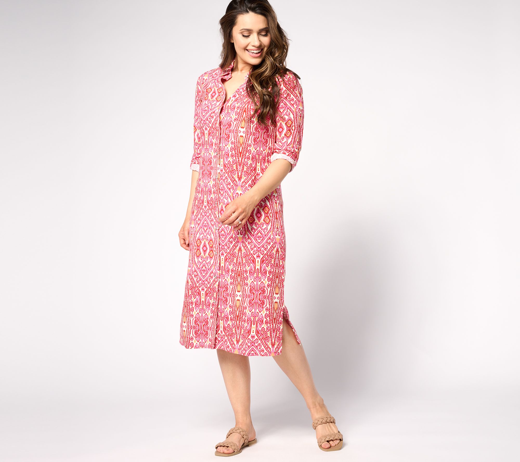 "As Is" Denim & Co. Canyon Retreat Button Front Messa Shirt Dress
