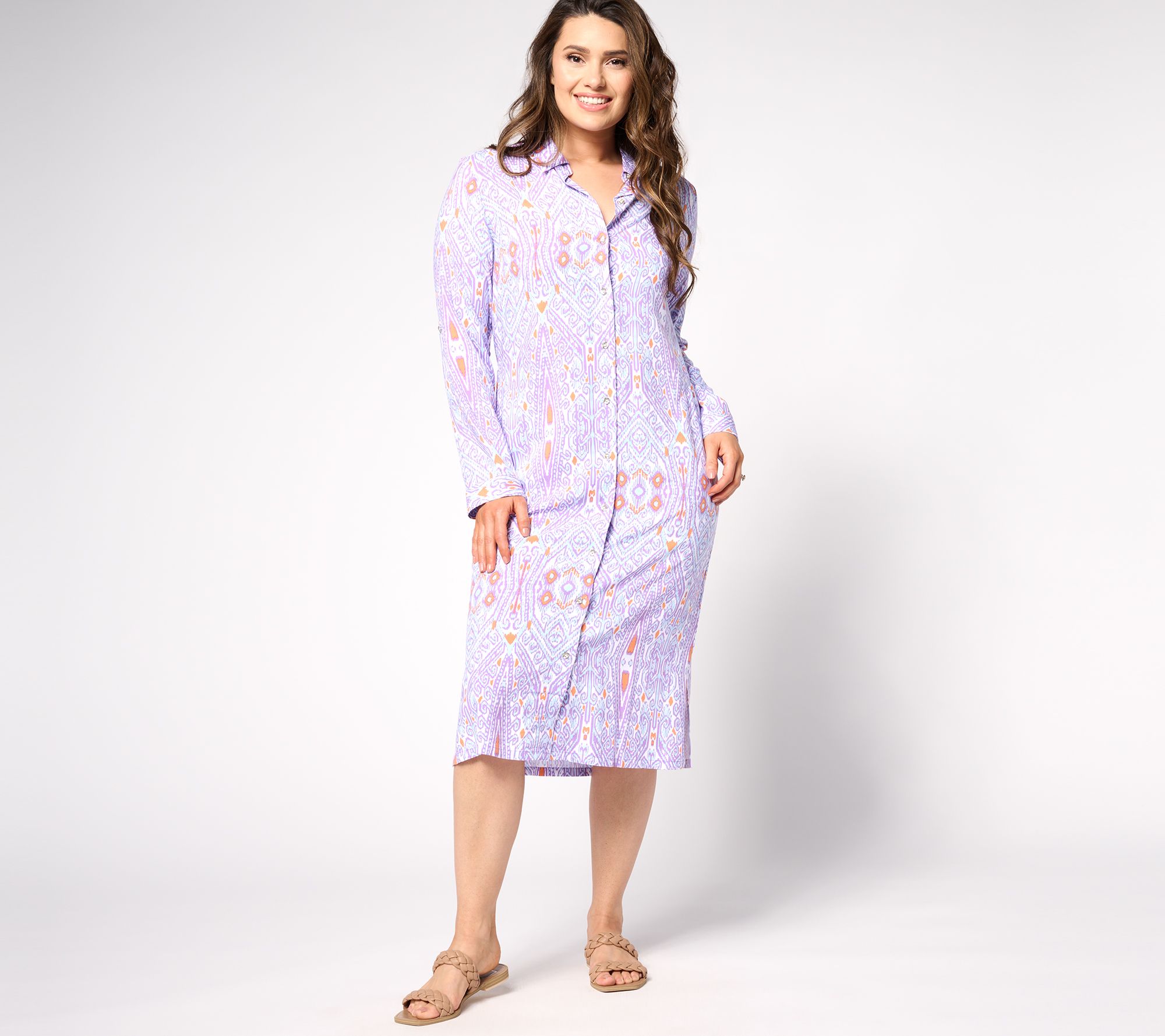"As Is" Denim & Co. Canyon Retreat Button Front Messa Shirt Dress