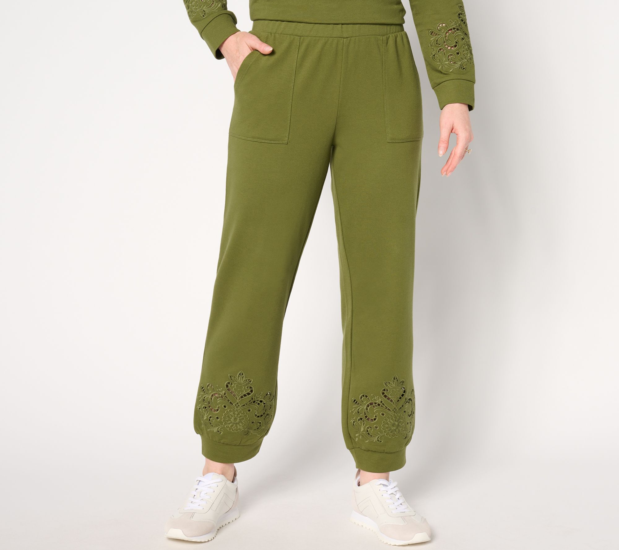 LOGO Life by Lori Goldstein Regular French Terry Jogger w/ Eyelet