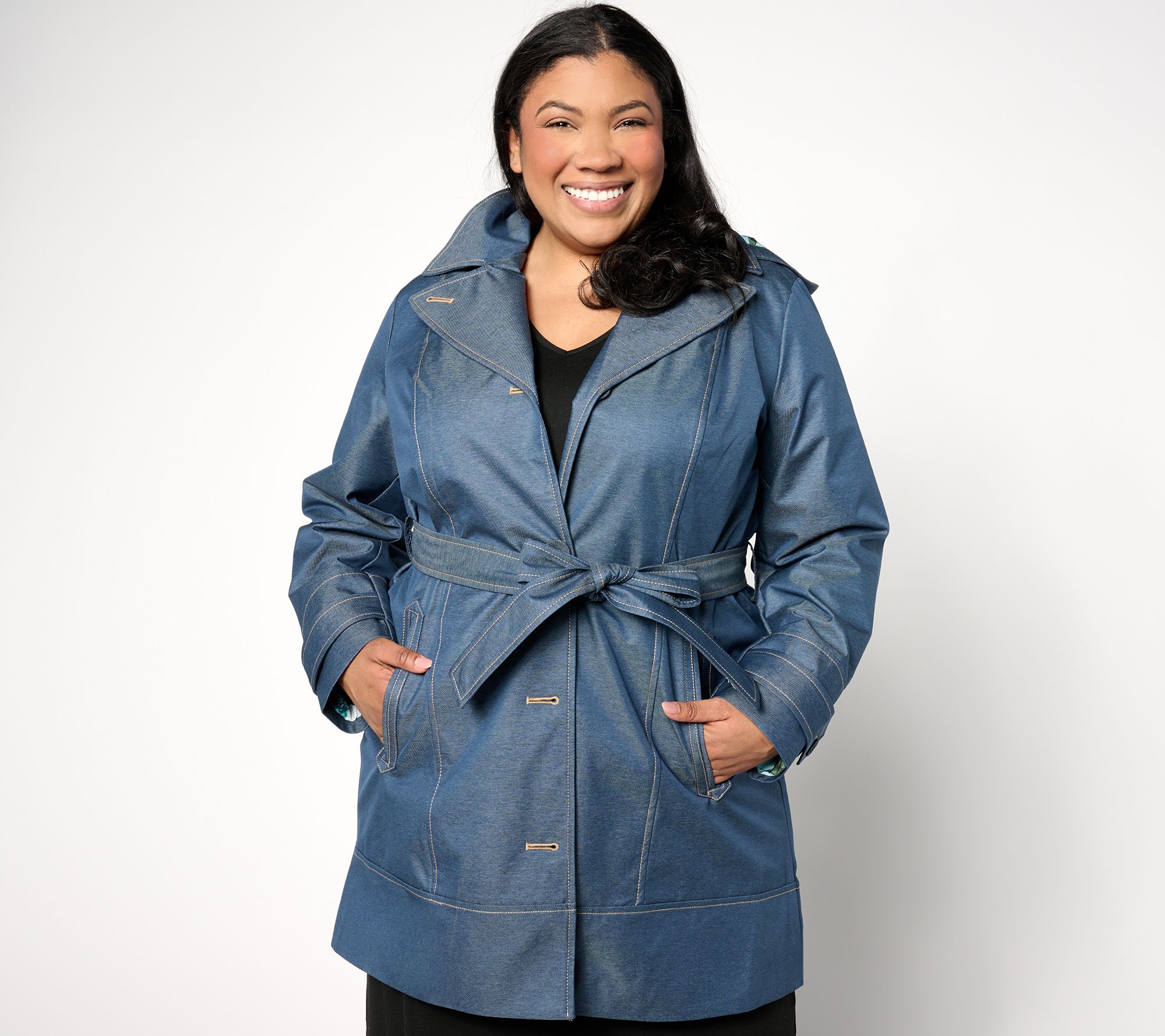 As Is Isaac Mizrahi Live! Trench Coat withLining and Hood