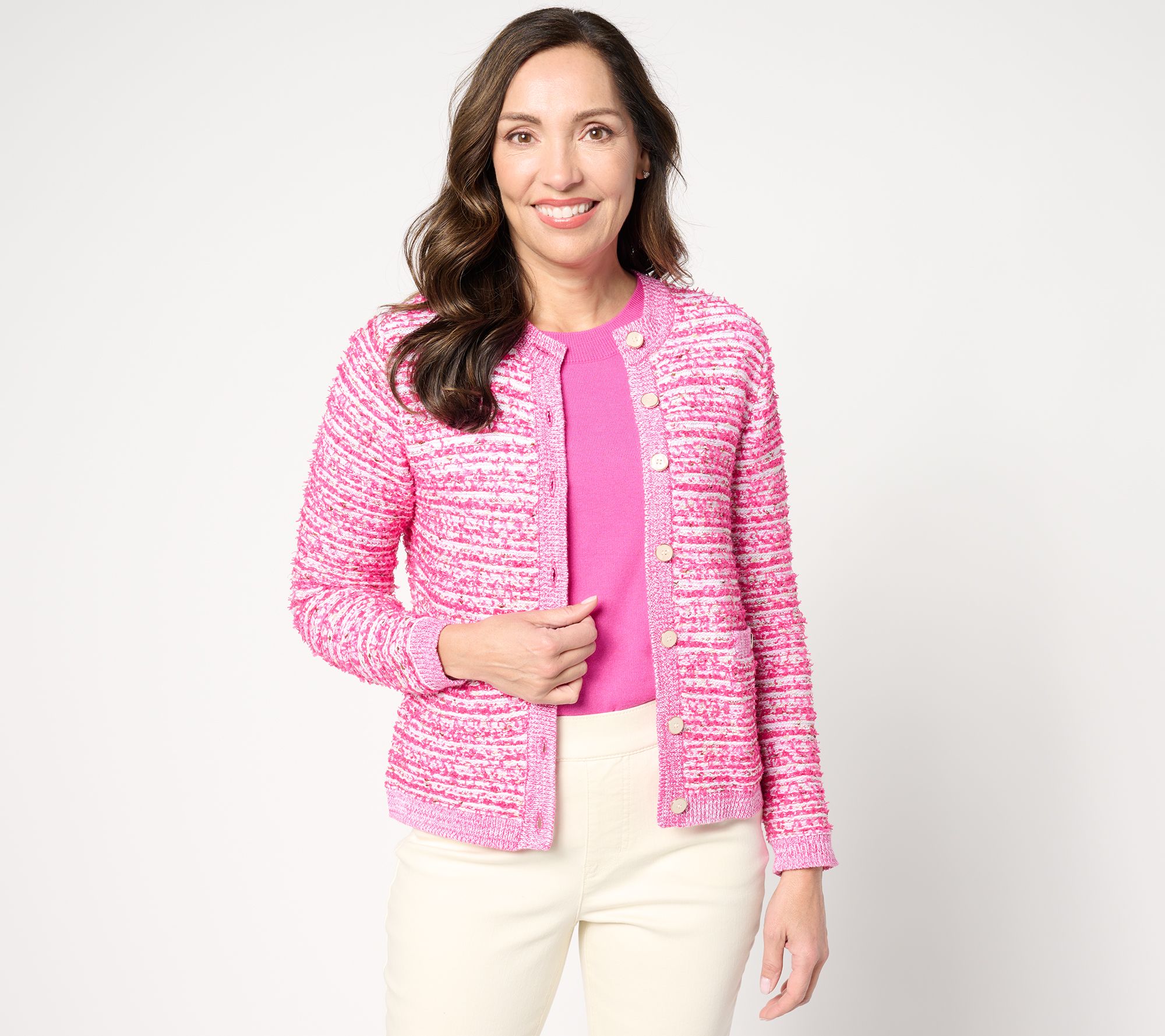 "As Is" Isaac Mizrahi Live! Charming Eyelash Cardigan