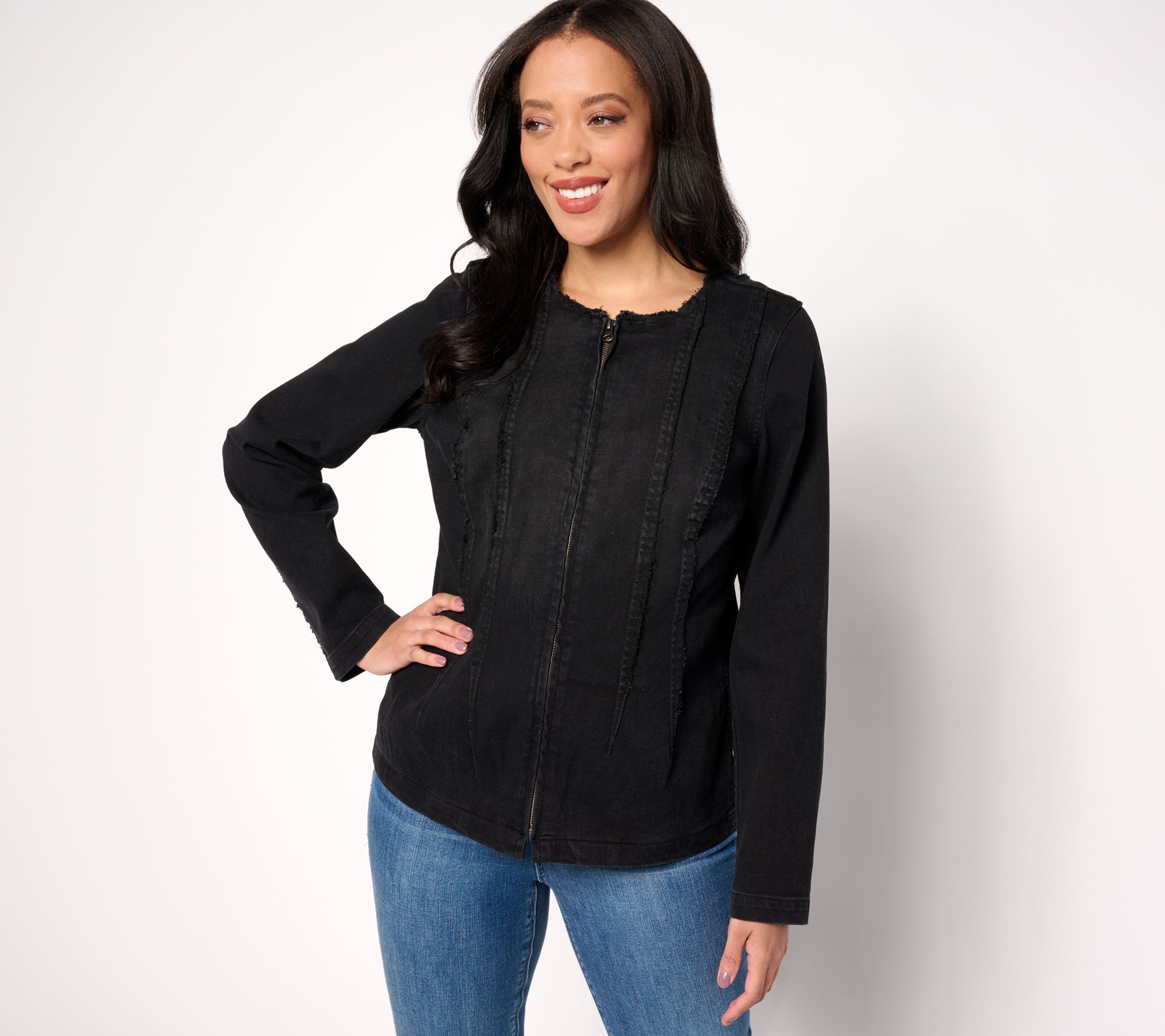 "As Is" LOGO by Lori Goldstein Zip Front Jacket with Seaming