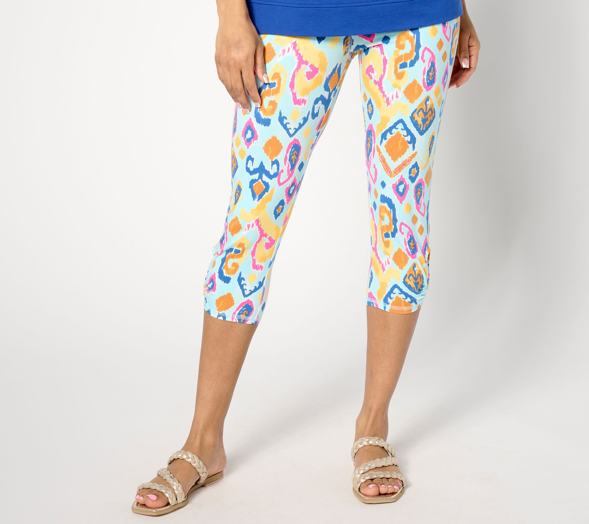 "As Is" Denim & Co. Active Petite Printed Duo Stretch Capri Legging