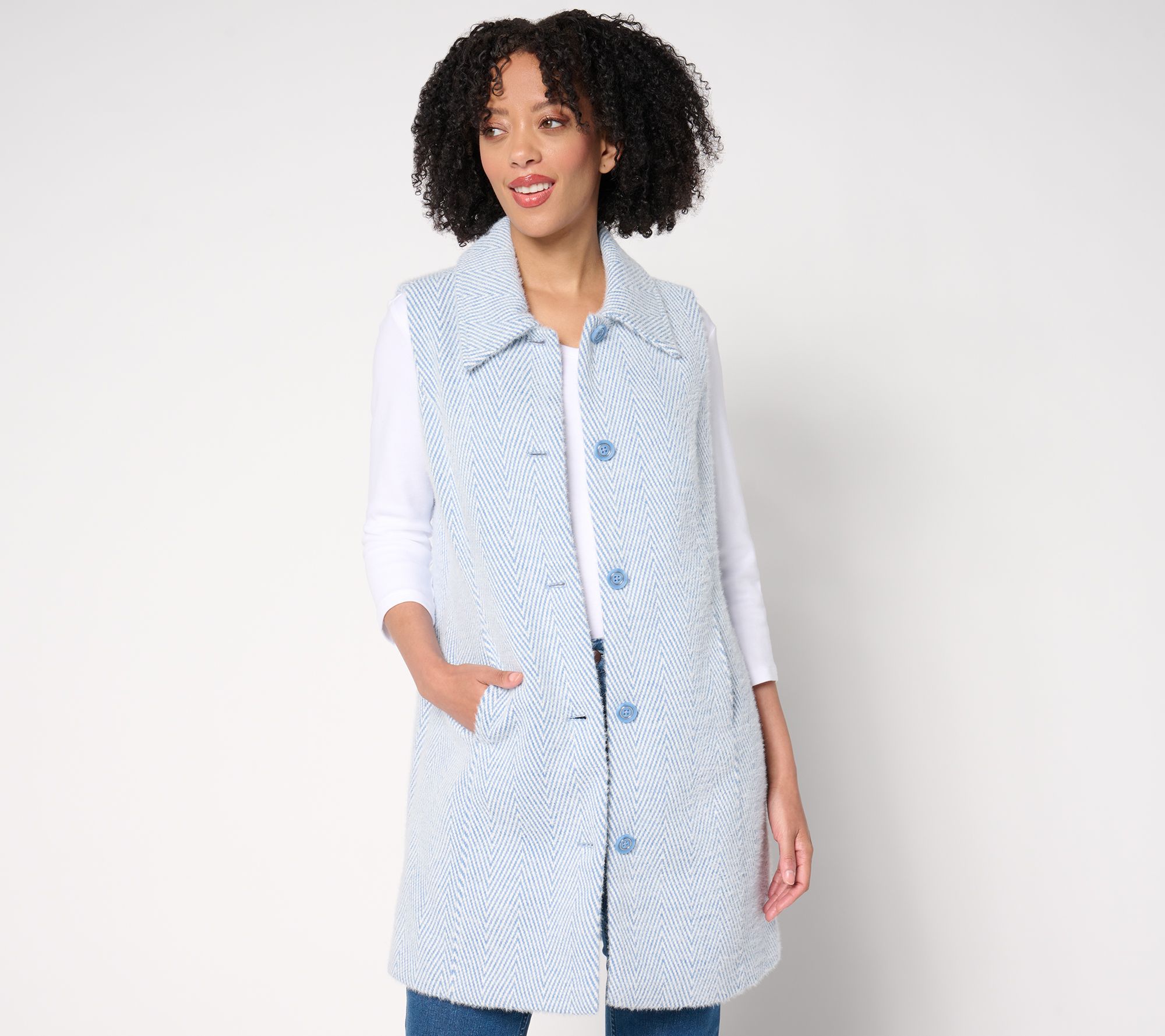 GRAVER Susan Graver Regular Knit Jacquard Duster Vest