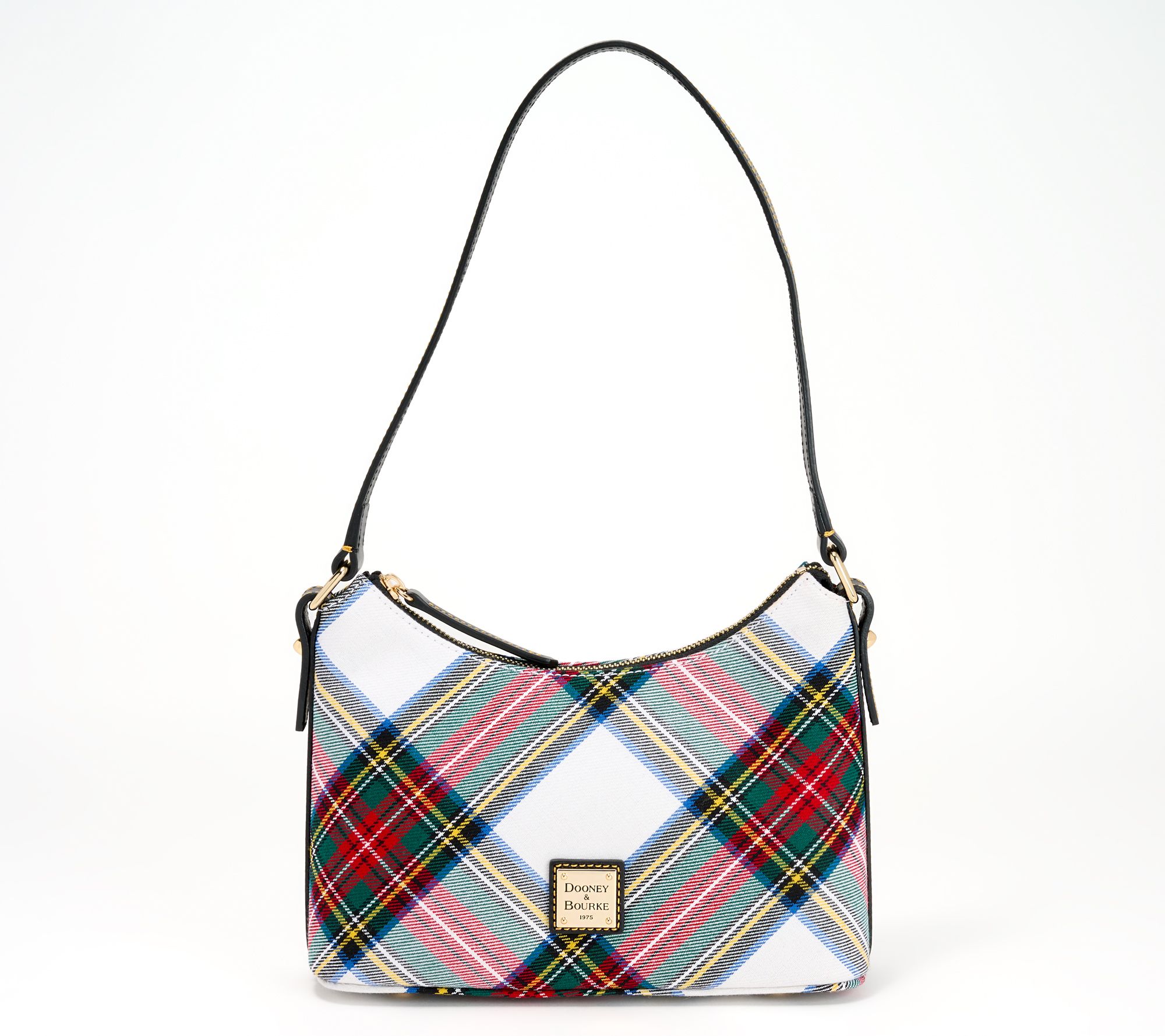 Dooney & Bourke Woven Cotton Tartan Baguette Shoulder Bag
