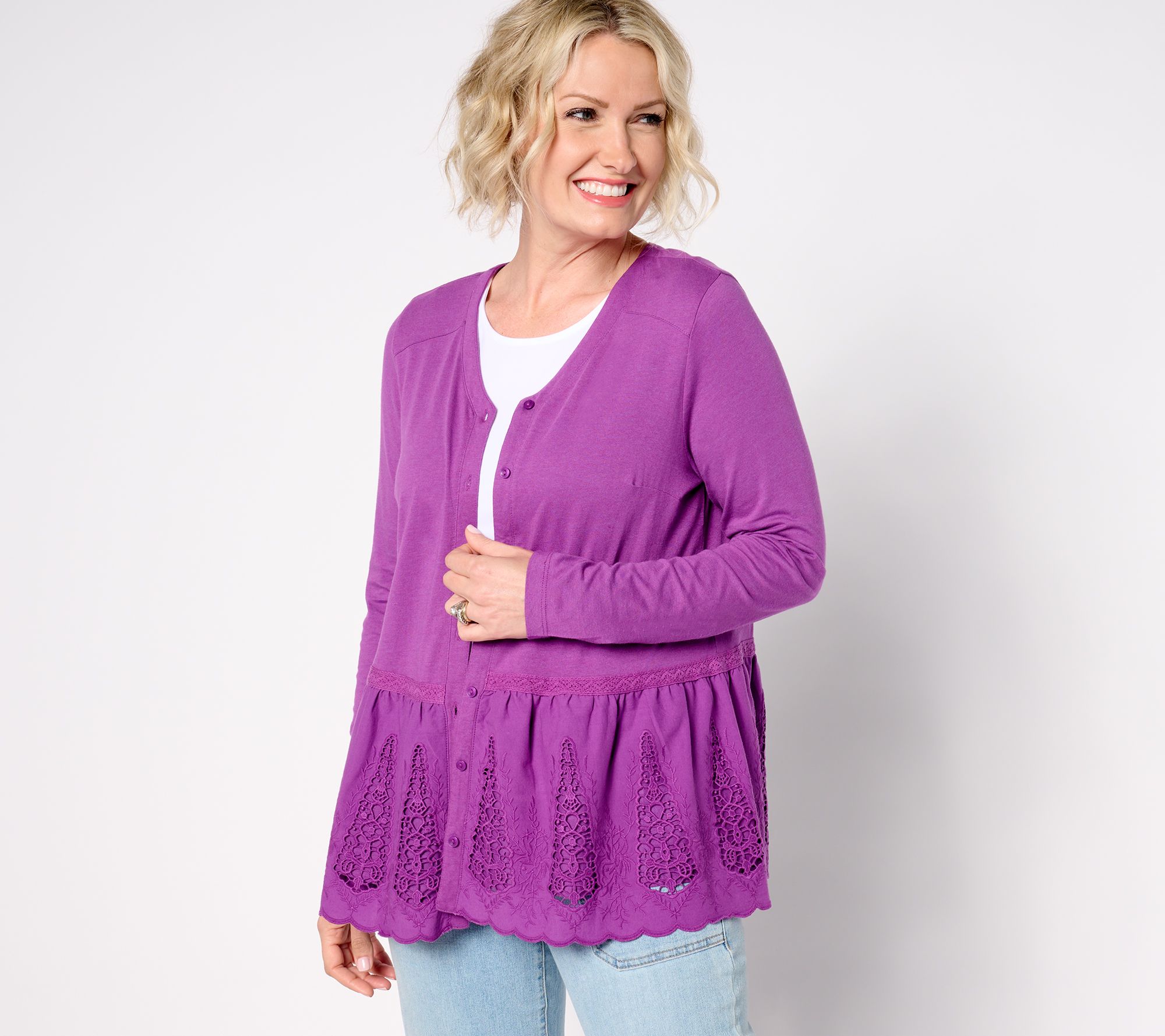 "As Is" LOGO Lavish by Lori Goldstein Long Sleeve V-Neck Peplum Jacket