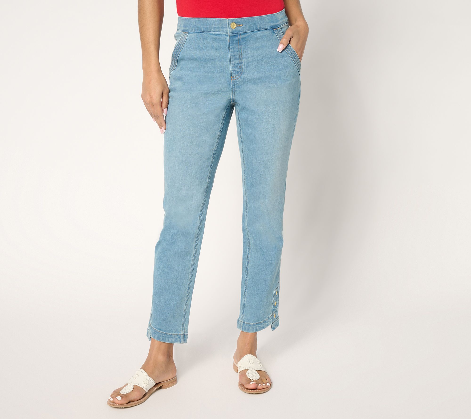 Denim & Co. Regular Indigo Easy Stretch Straight Leg Ankle Jean