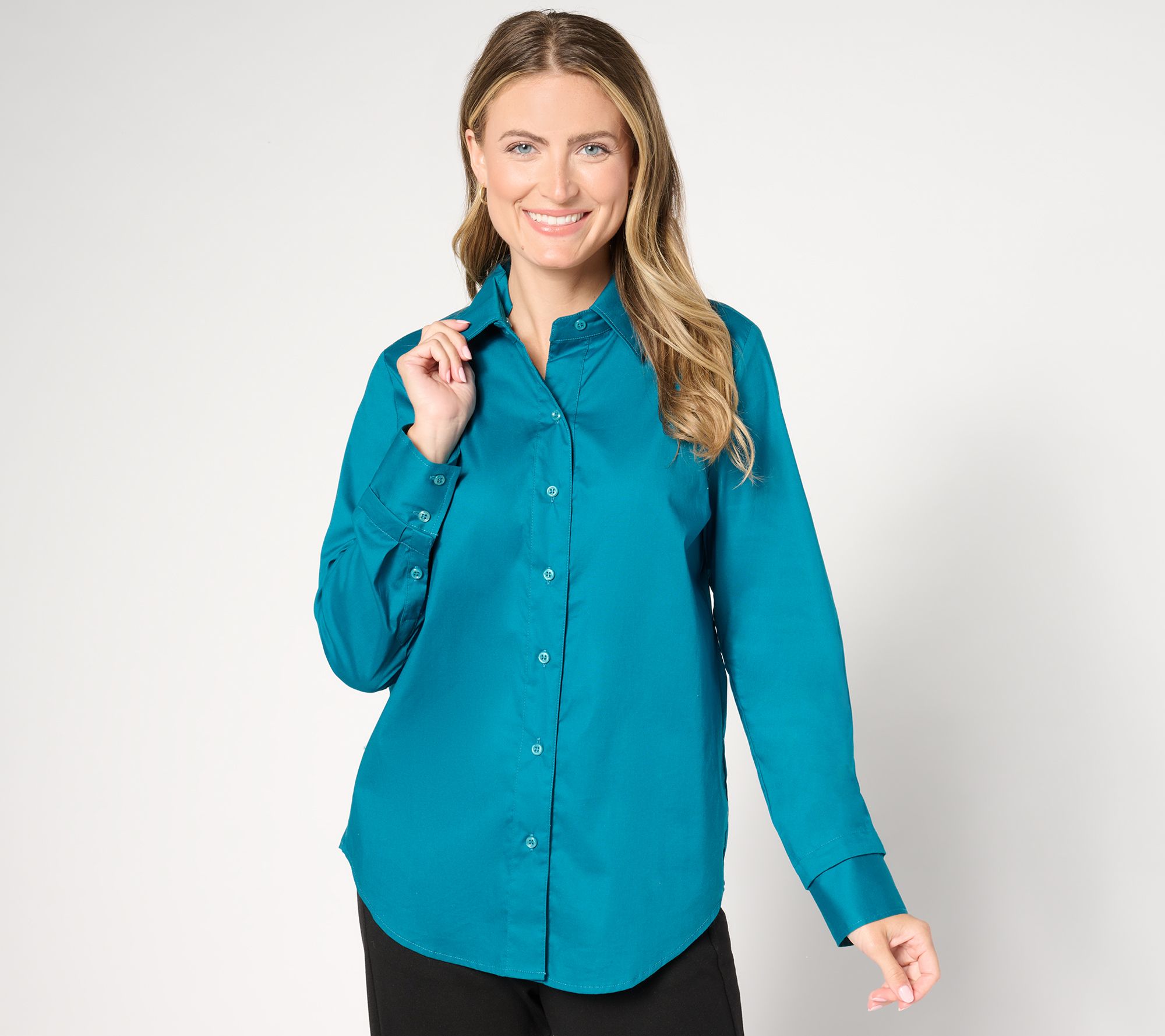 "As Is" by Stacy London Core Poplin Button Front Top