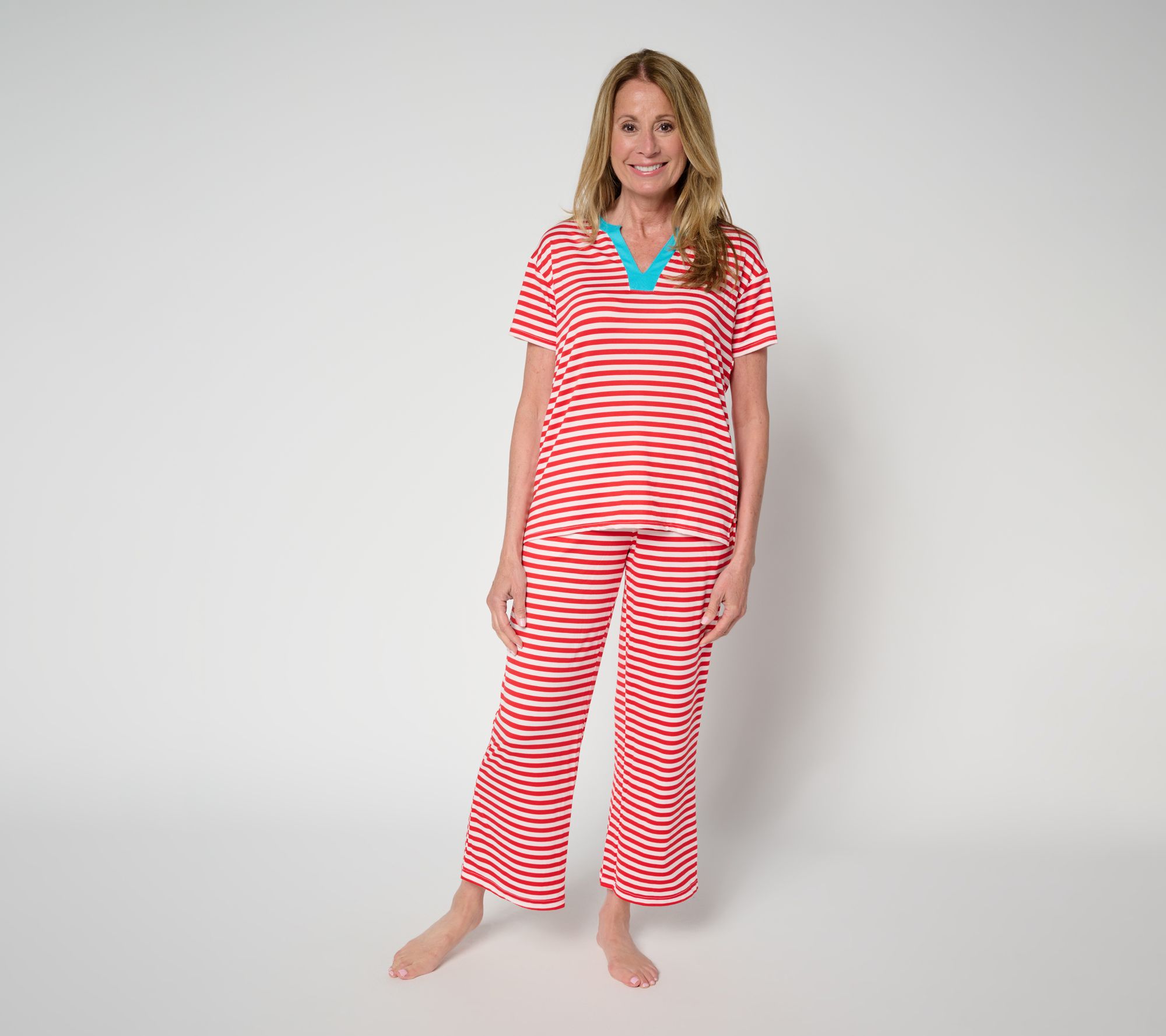 MUK LUKS Cloud Knit Short Sleeve and Crop Pant Lounge Set