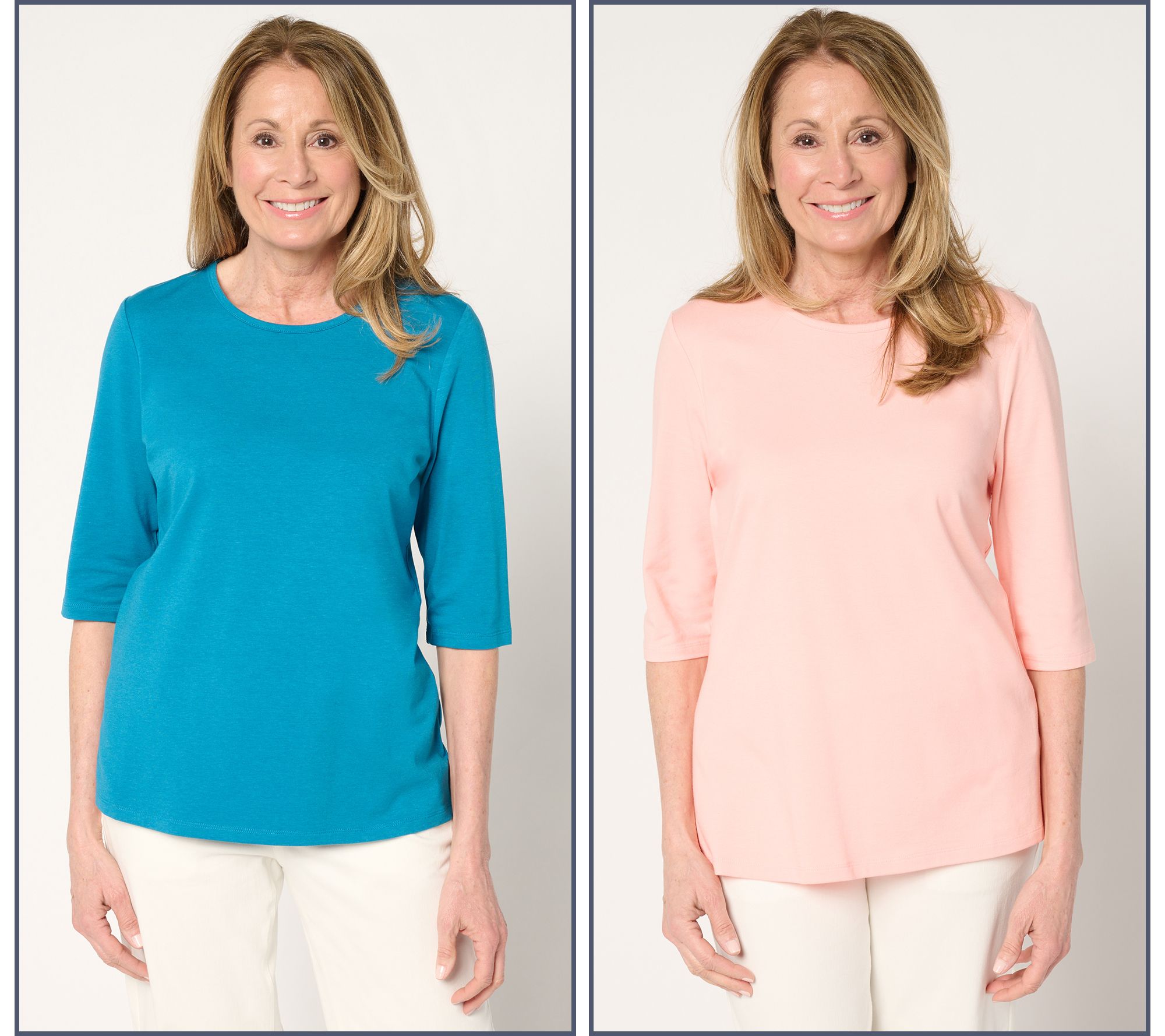 Denim & Co. Essentials 2-Pack Favorite Jersey Ballet Sleeve Tops