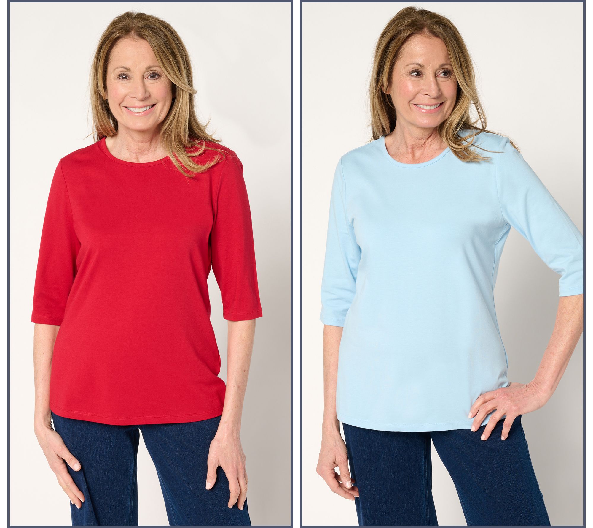 Denim & Co. Essentials 2-Pack Favorite Jersey Ballet Sleeve Tops