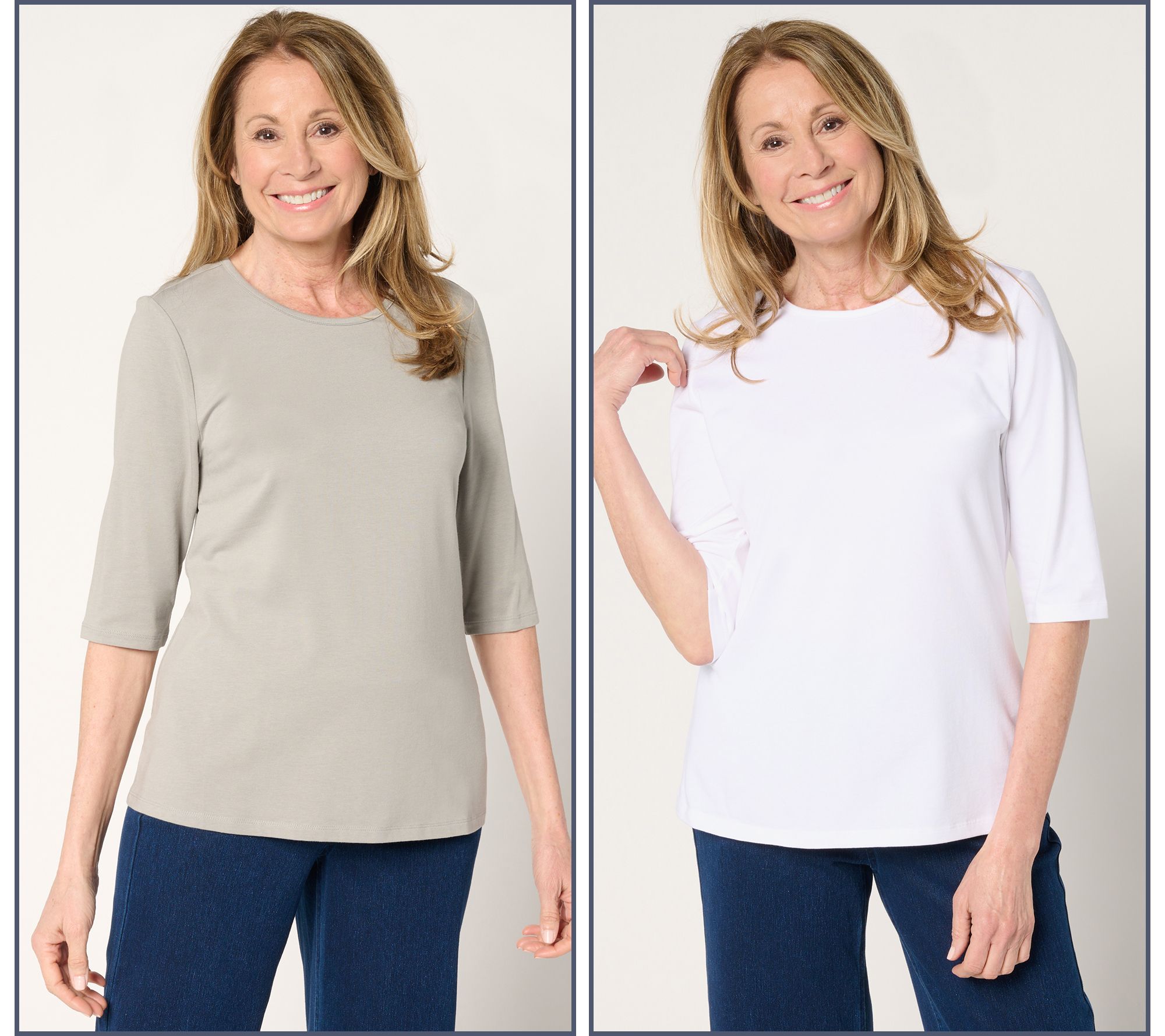 Denim & Co. Essentials 2-Pack Favorite Jersey Ballet Sleeve Tops