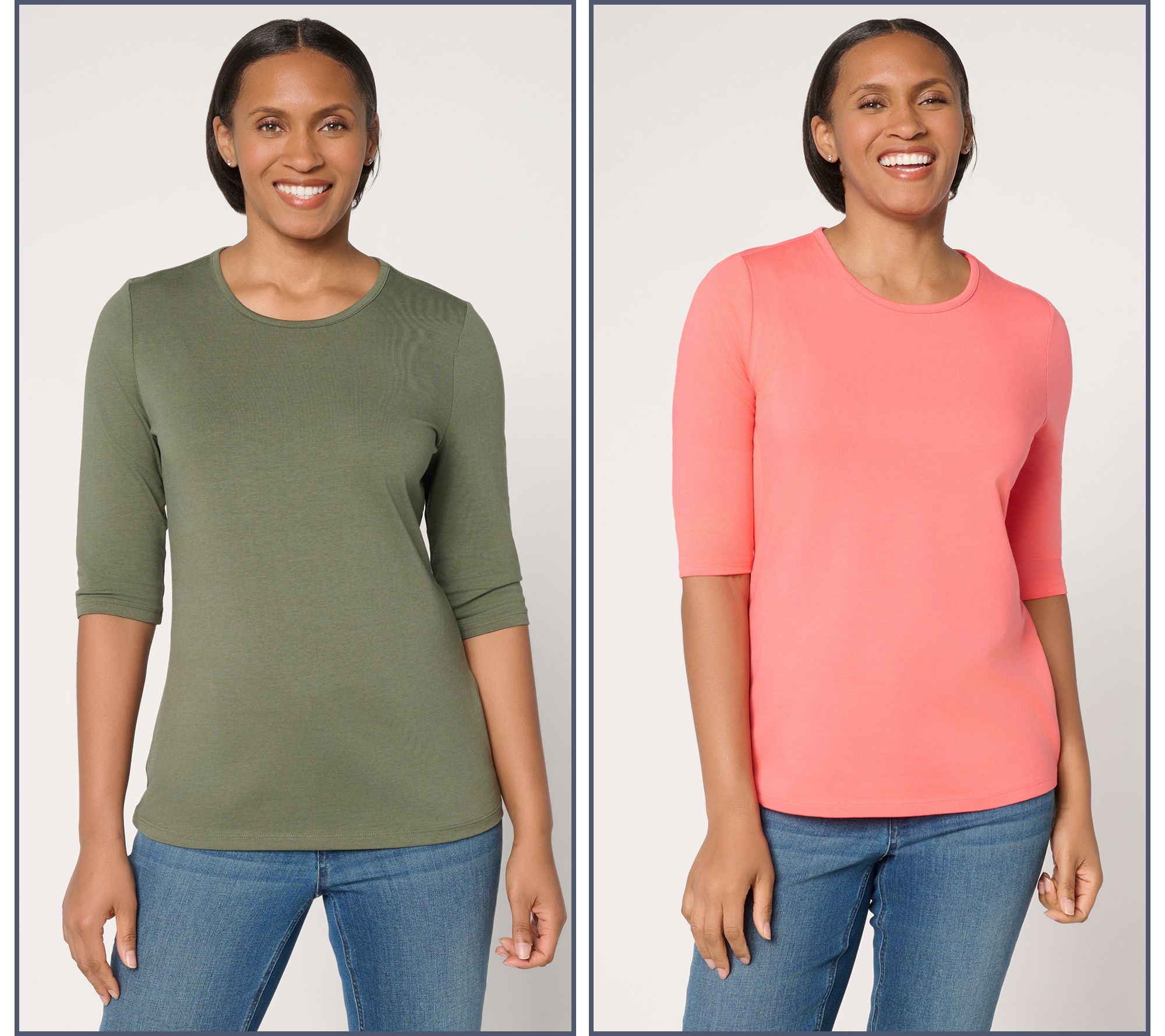Denim & Co. Essentials 2-Pack Favorite Jersey Ballet Sleeve Tops