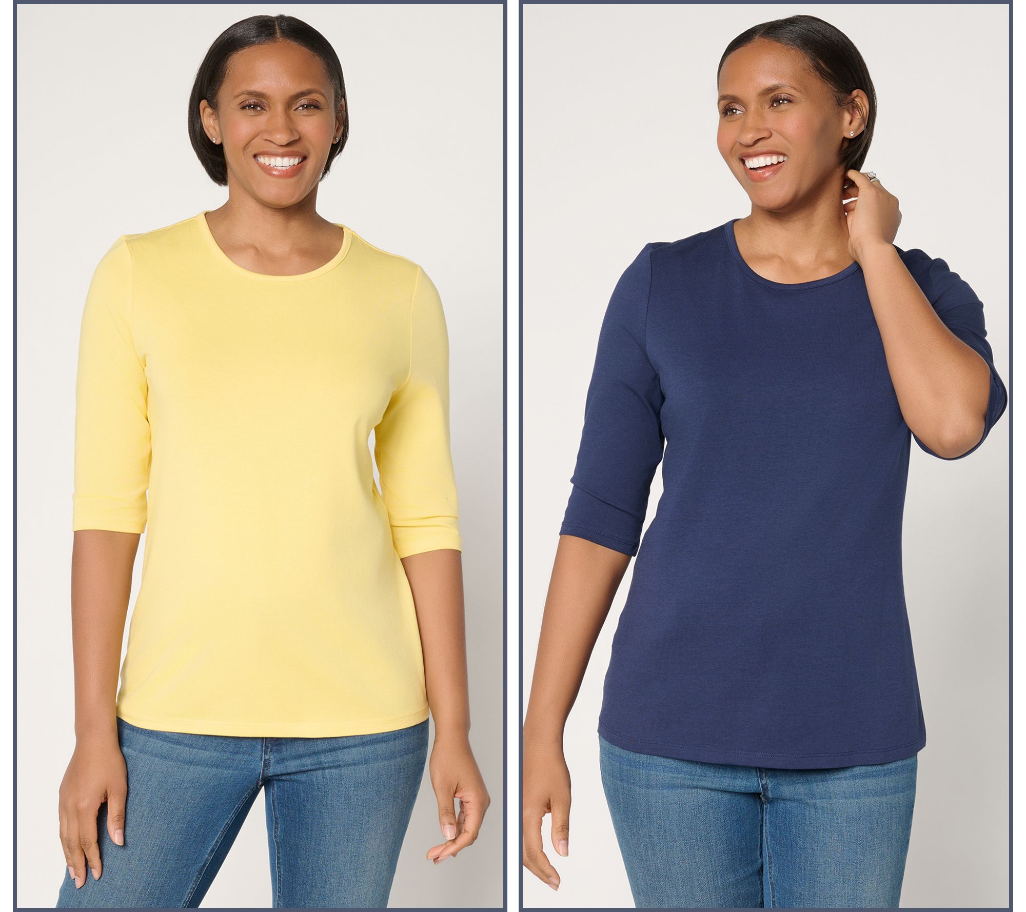 Denim & Co. Essentials 2-Pack Favorite Jersey Ballet Sleeve Tops
