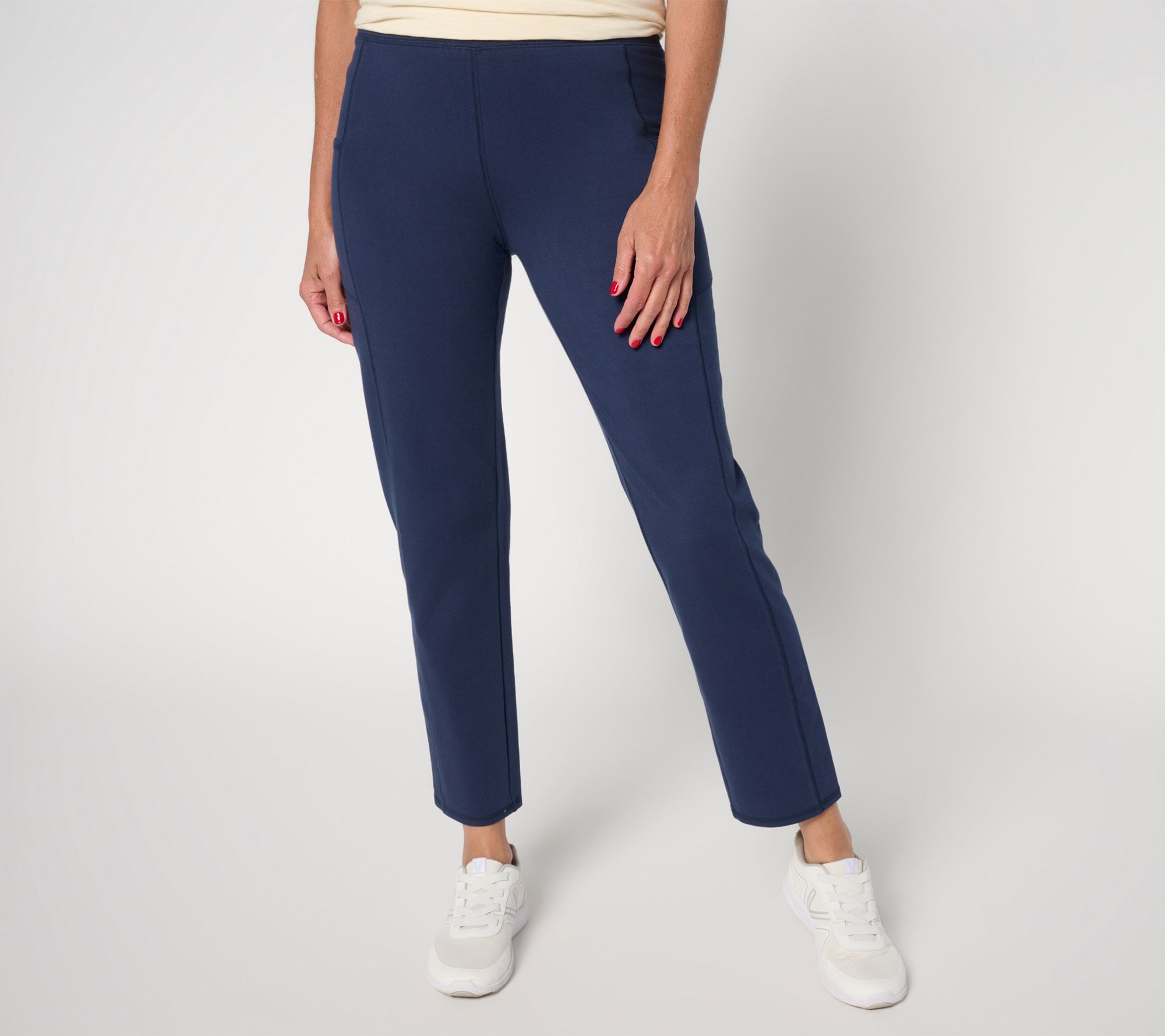 Denim & Co. Active Petite Duo Stretch Slim Straight Ankle Pant
