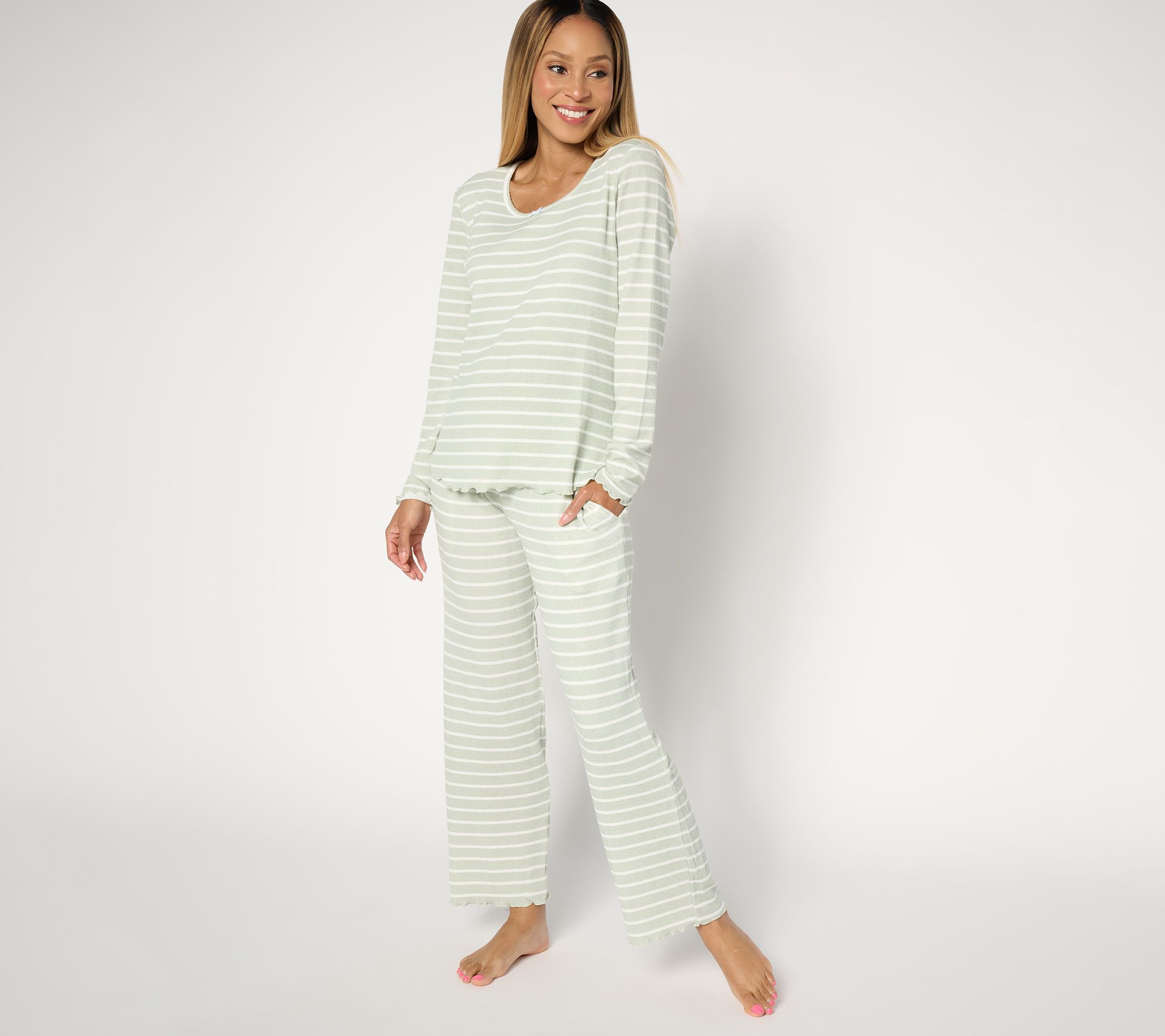 "As Is" Cuddl Duds Soft Rib Knit Pajama Set