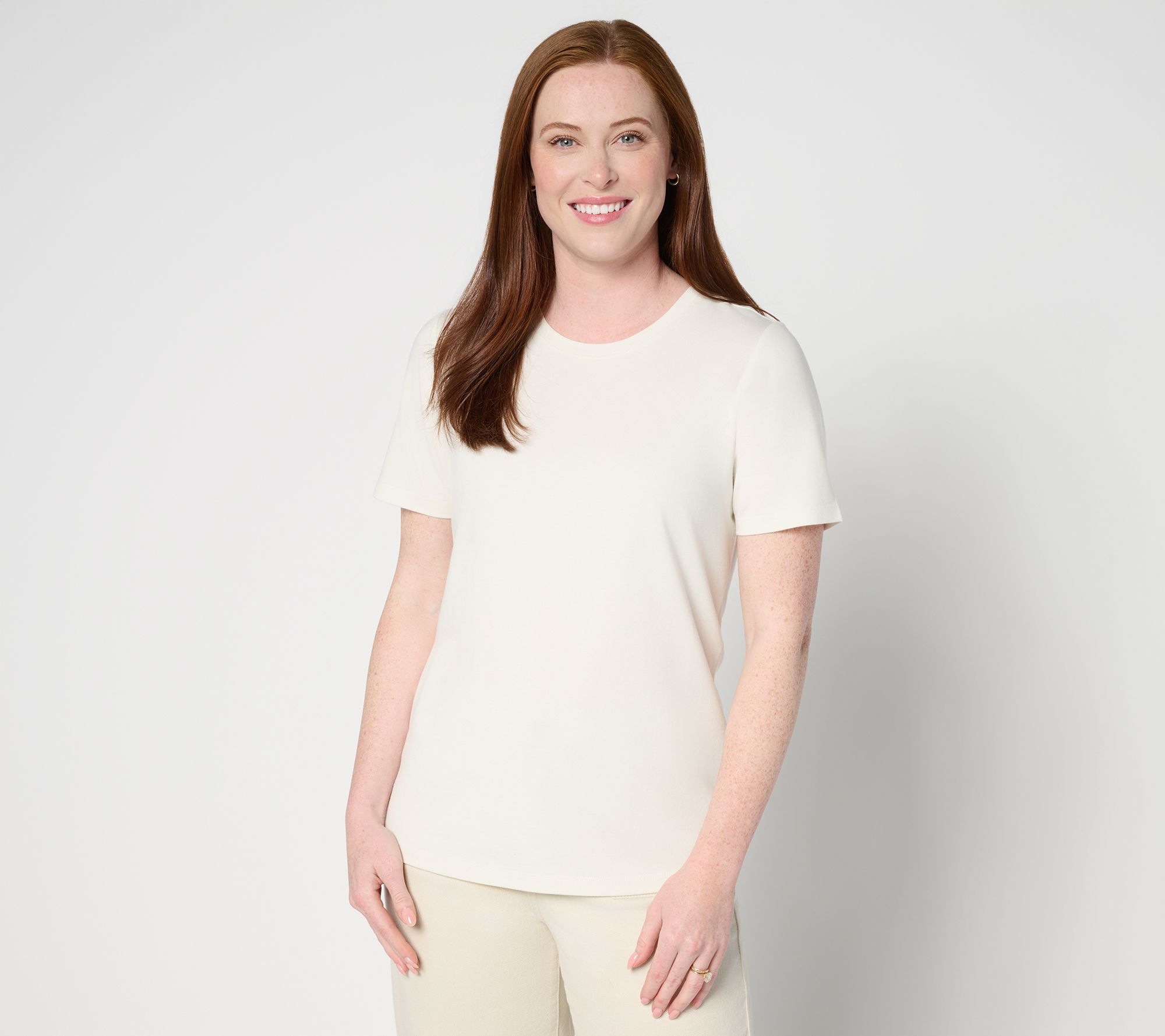 Denim & Co. Essentials Cool to the Touch Cotton Modal Round Neck Top