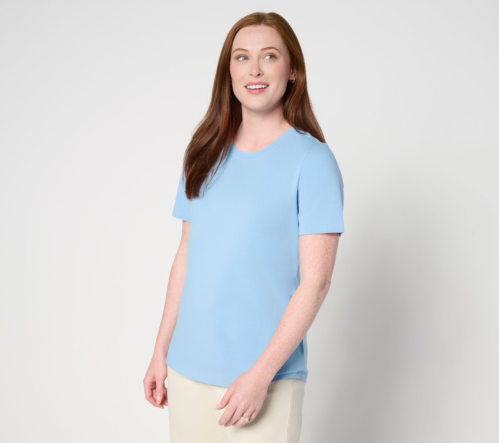 Denim & Co. Essentials Cool to the Touch Cotton Modal Round Neck Top