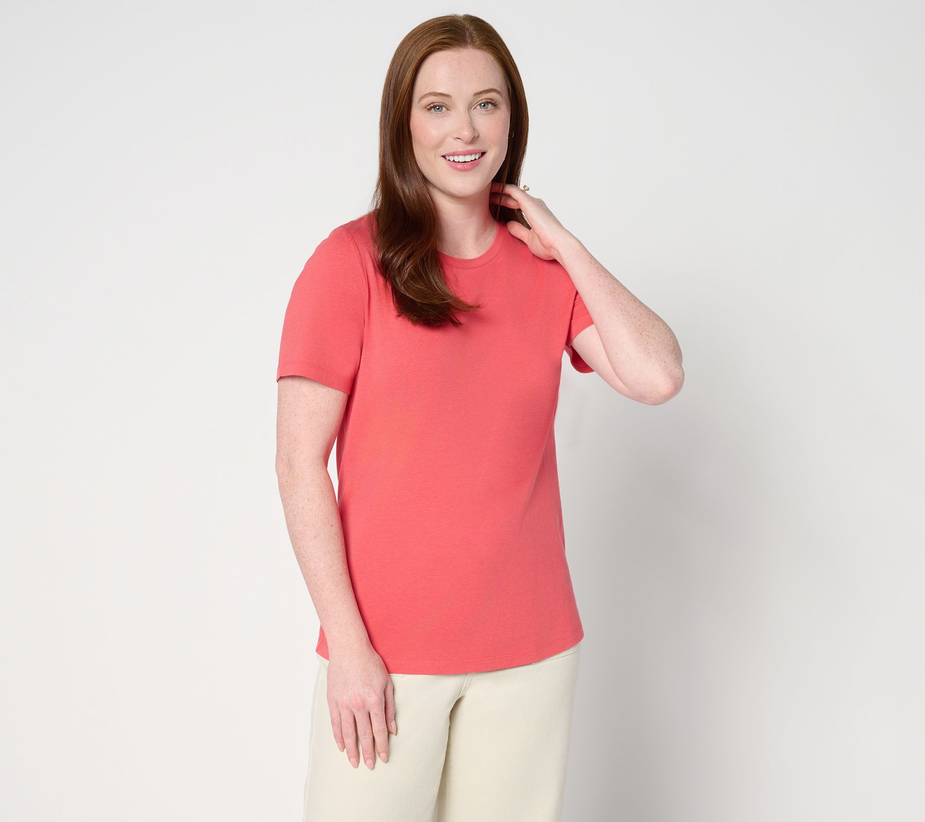 Denim & Co. Essentials Cool to the Touch Cotton Modal Round Neck Top