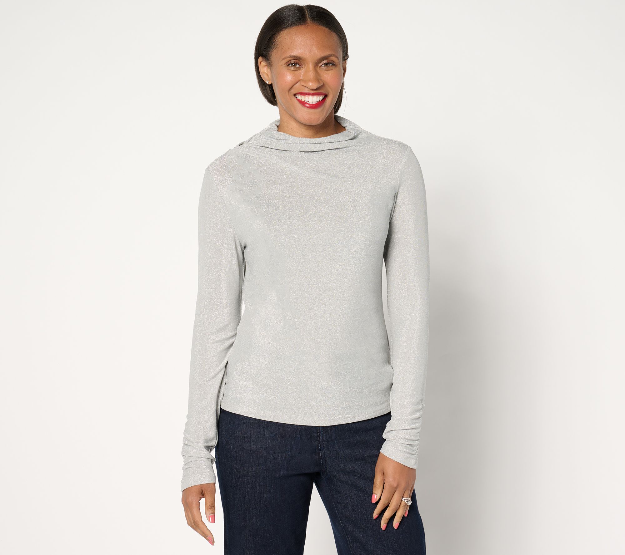 "As Is" Peace Love World Black Label Lurex Knit Long Sleeve Top
