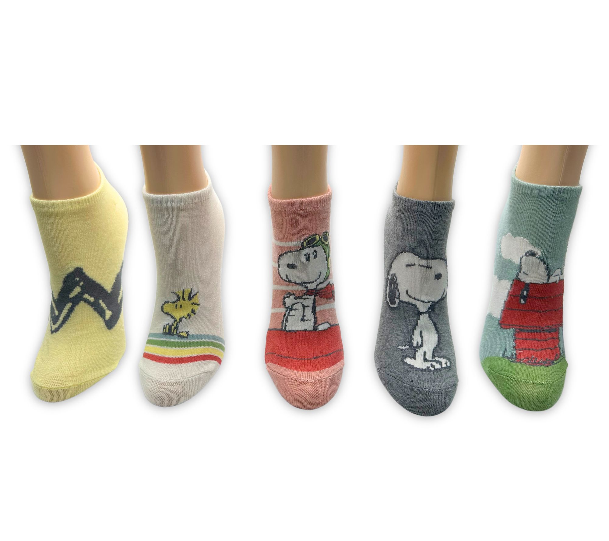 Peanuts Ladies' Set of 5 No-Show Character SockSet