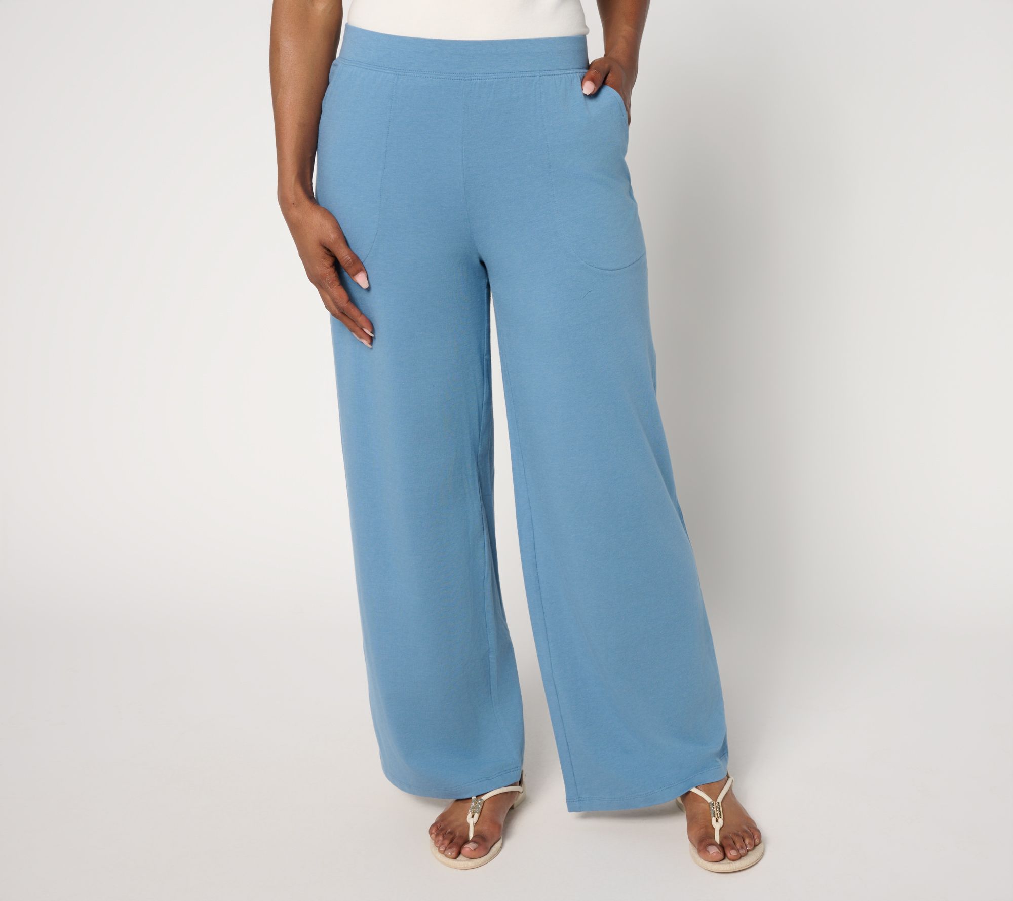 Denim & Co. Beach Jersey Petite Wide Leg Pant - New Colors