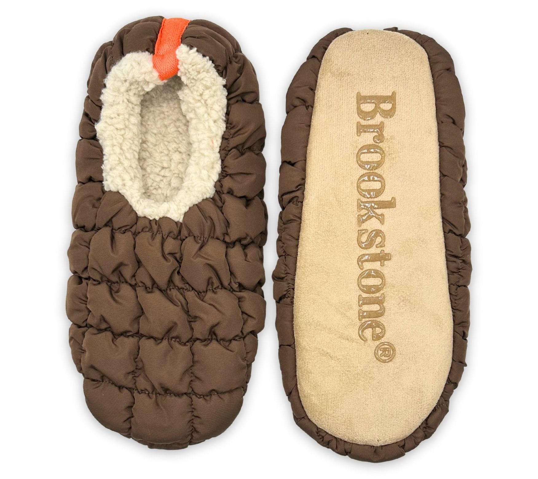 Brookstone Men's Puffer Slipper Socks with Non-Slip Bottoms